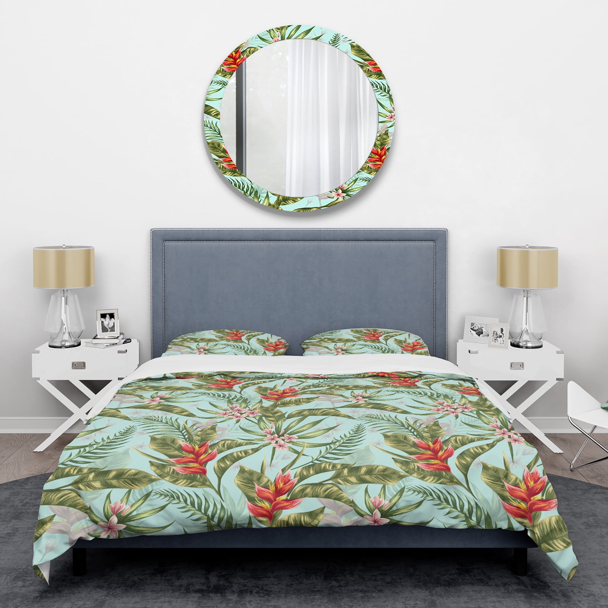 Designart 'Tropical Foliage II' Mid-Century Modern Duvet Cover Set