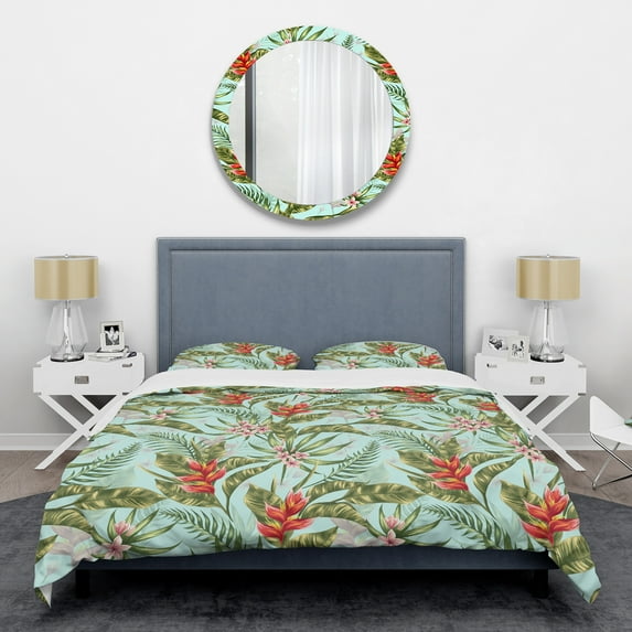 Designart 'Tropical Foliage II' Mid-Century Modern Duvet Cover Set