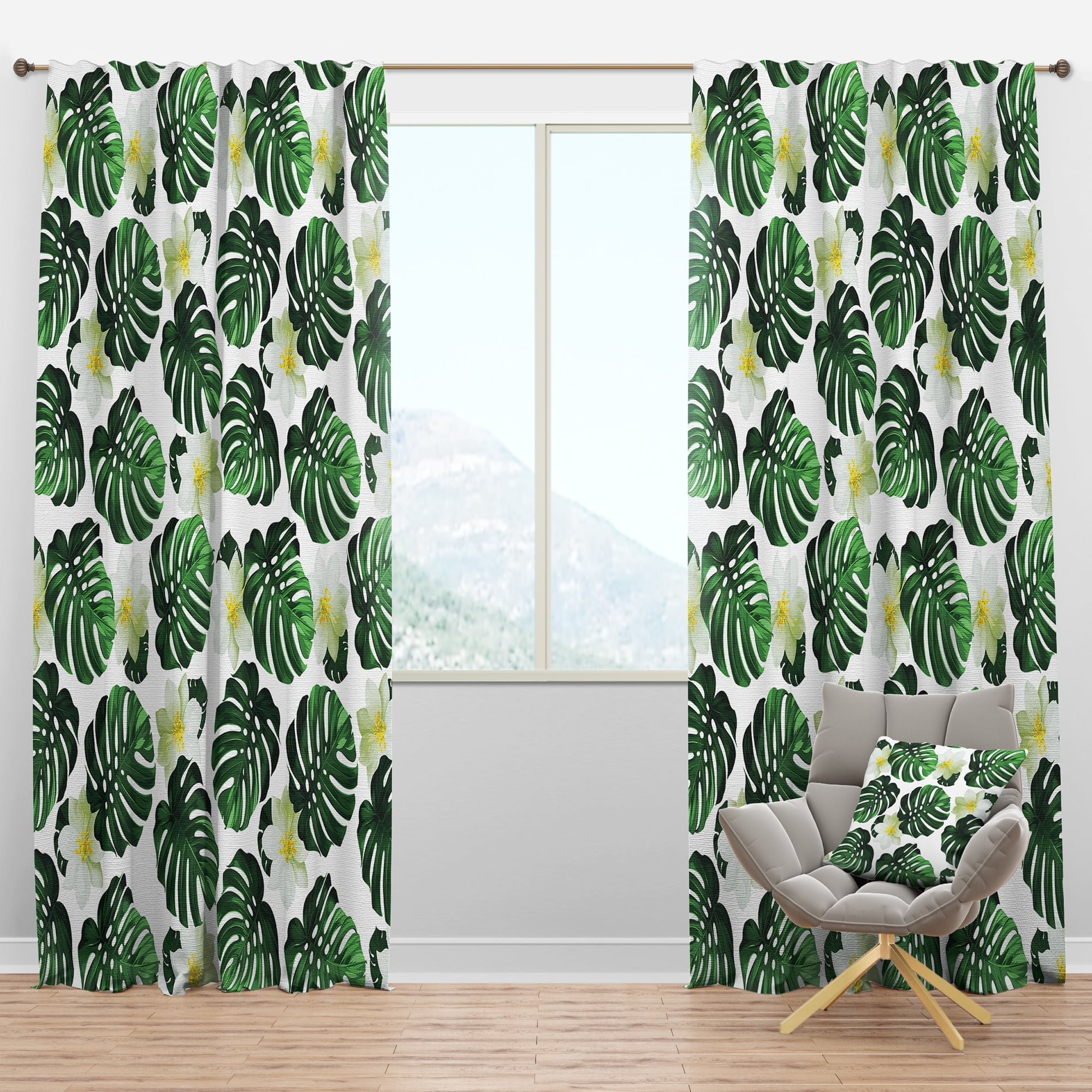 Designart 'Tropical Foliage Mood I' Floral Blackout Curtain Panel