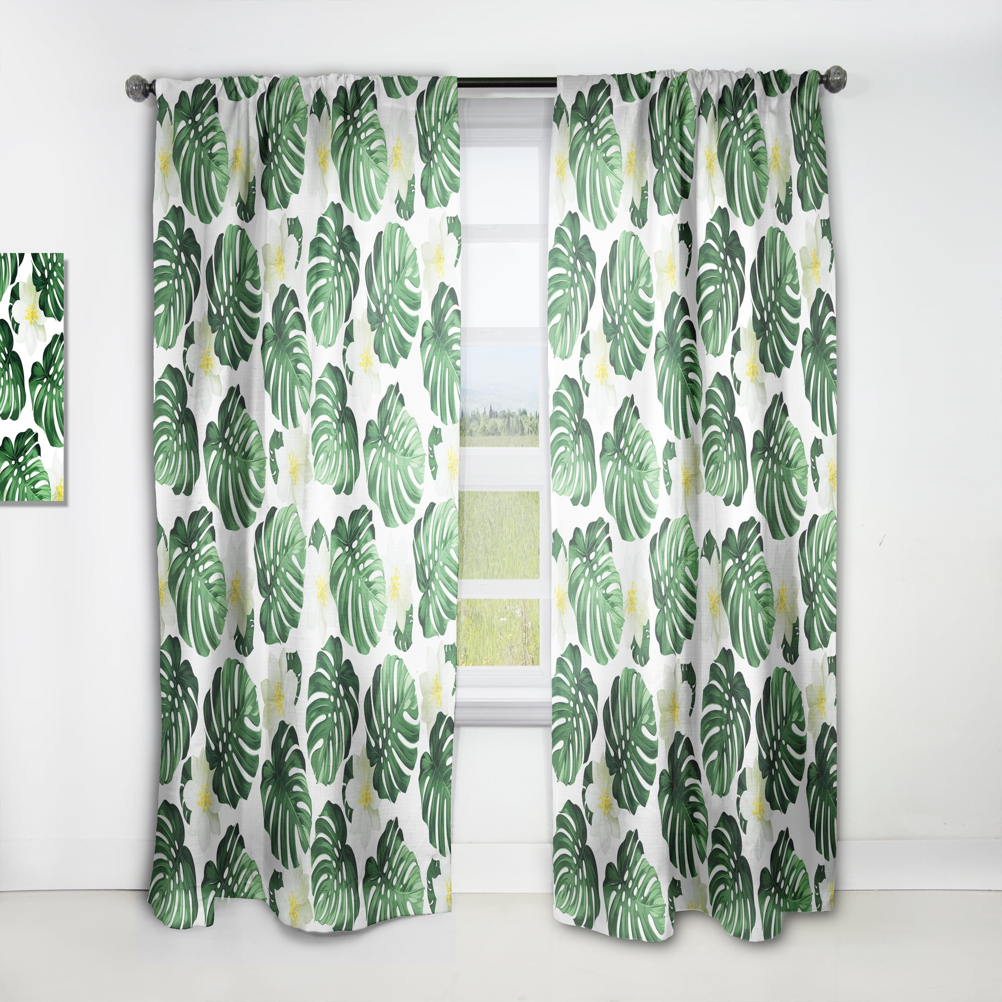 Designart 'Tropical Foliage Mood I' Floral Curtain Panel