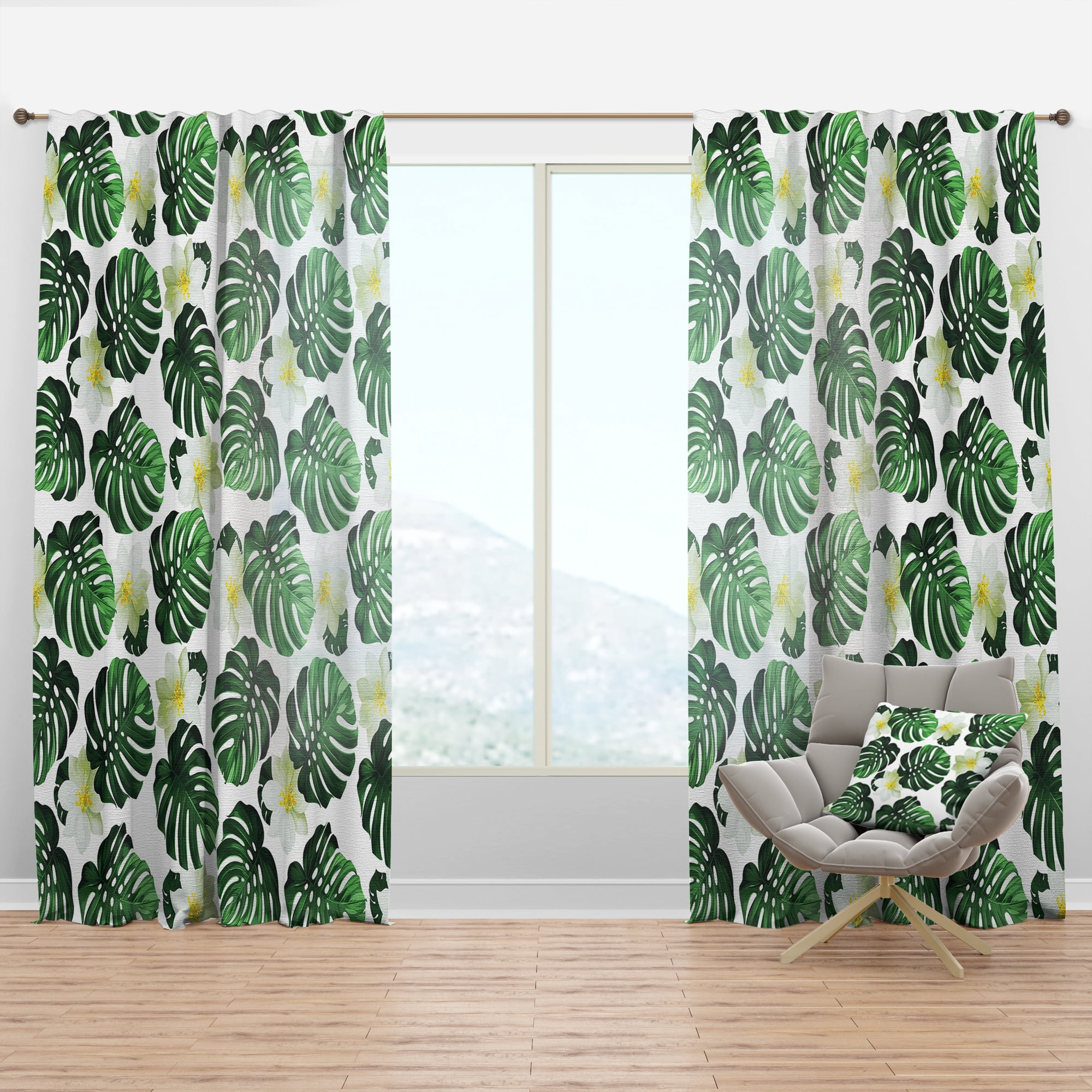 Designart 'Tropical Foliage Mood I' Floral Curtain Panel