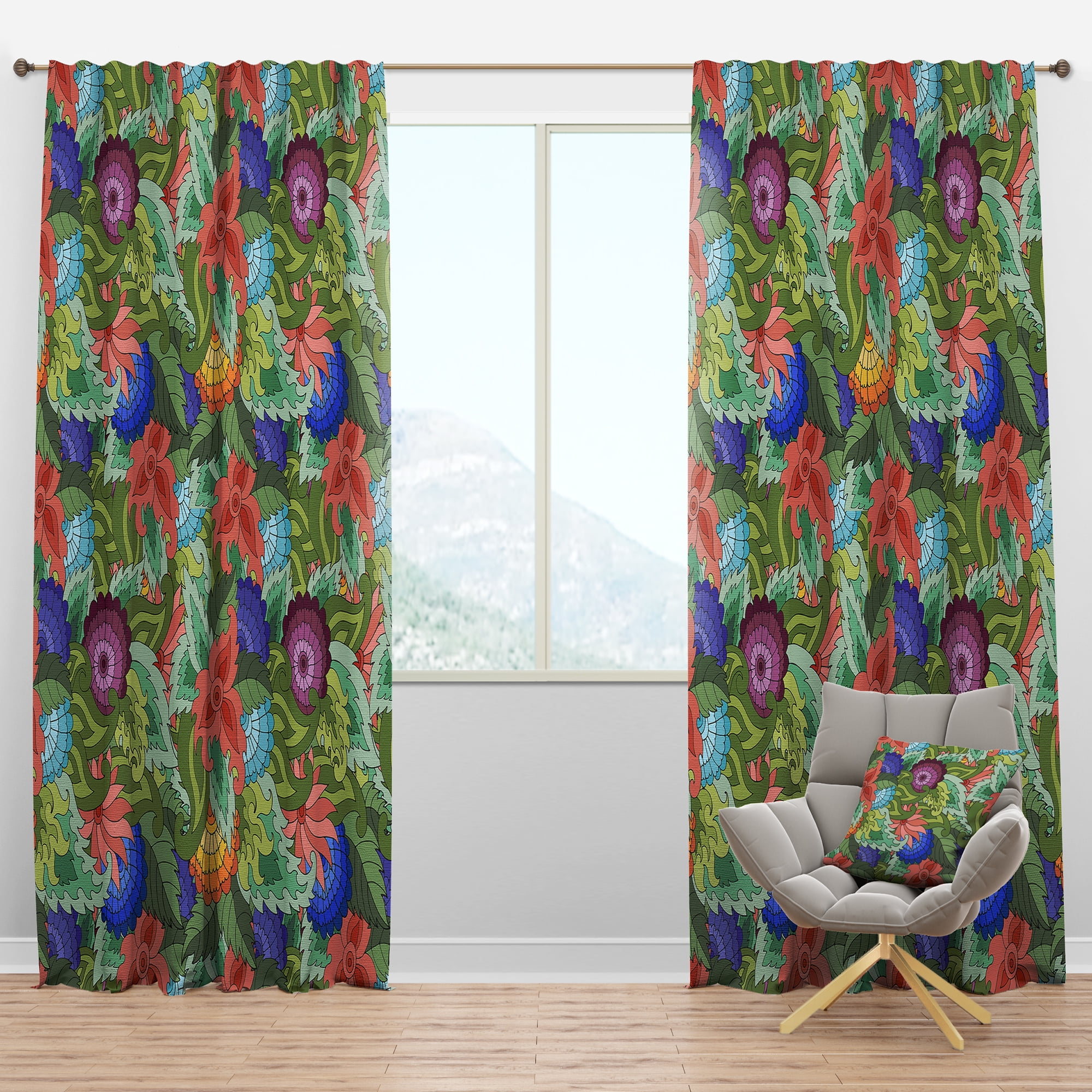 Designart 'Tropical Foliage Mood II' Traditional Blackout Curtain Panel