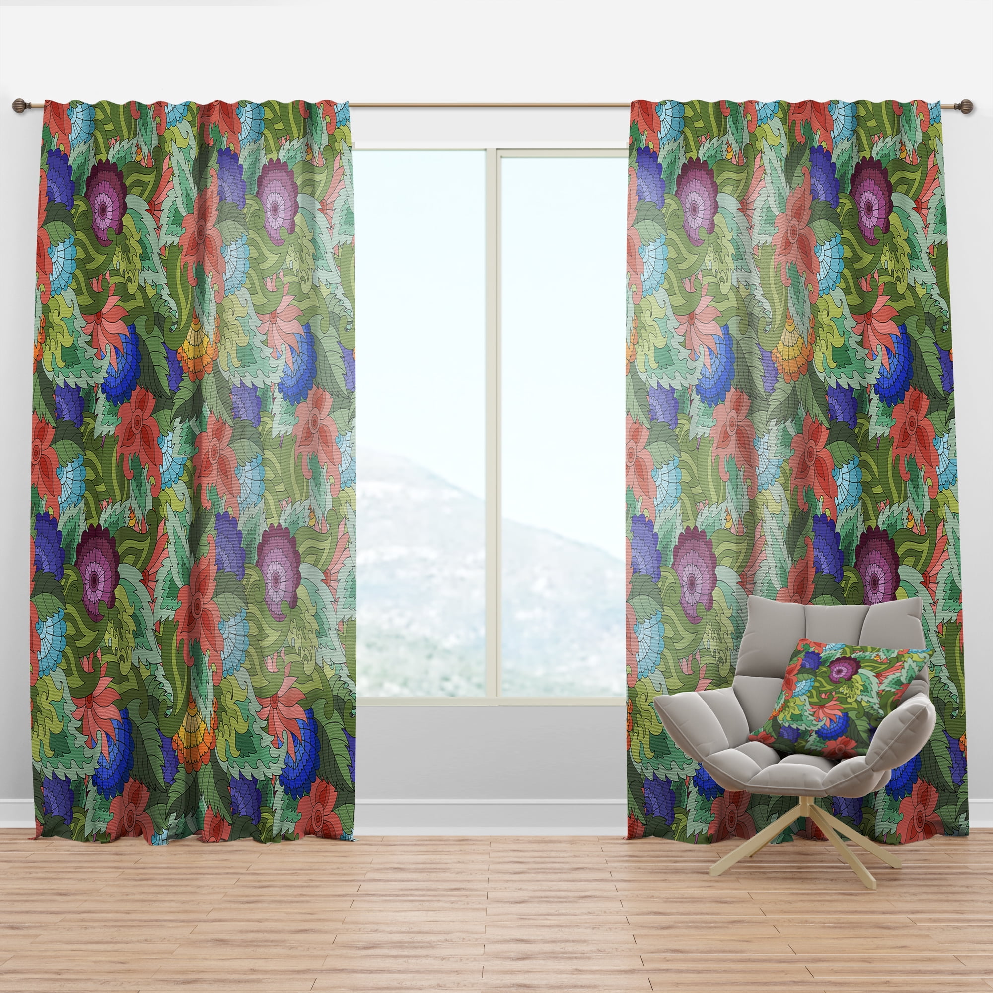Designart 'Tropical Foliage Mood II' Traditional Curtain Panel