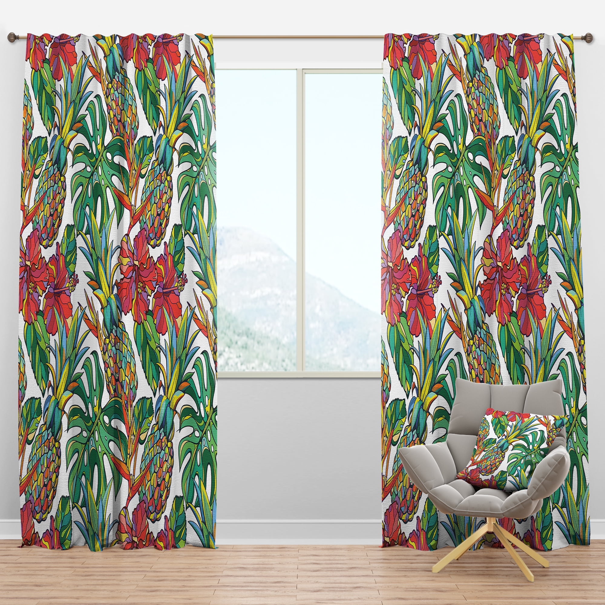 Designart 'Tropical Foliage Mood IV' Tropical Blackout Curtain Panel