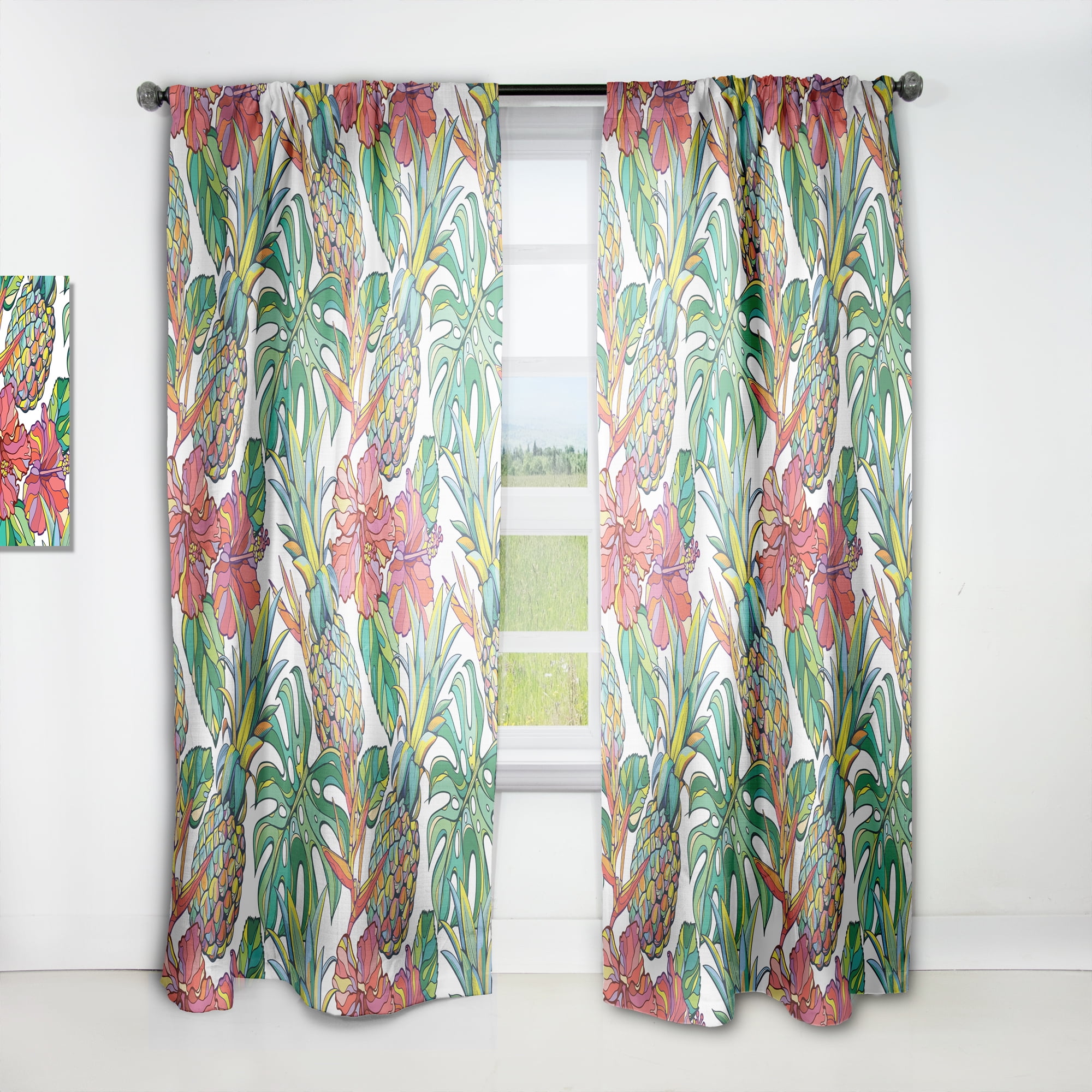 Designart 'Tropical Foliage Mood IV' Tropical Curtain Panel