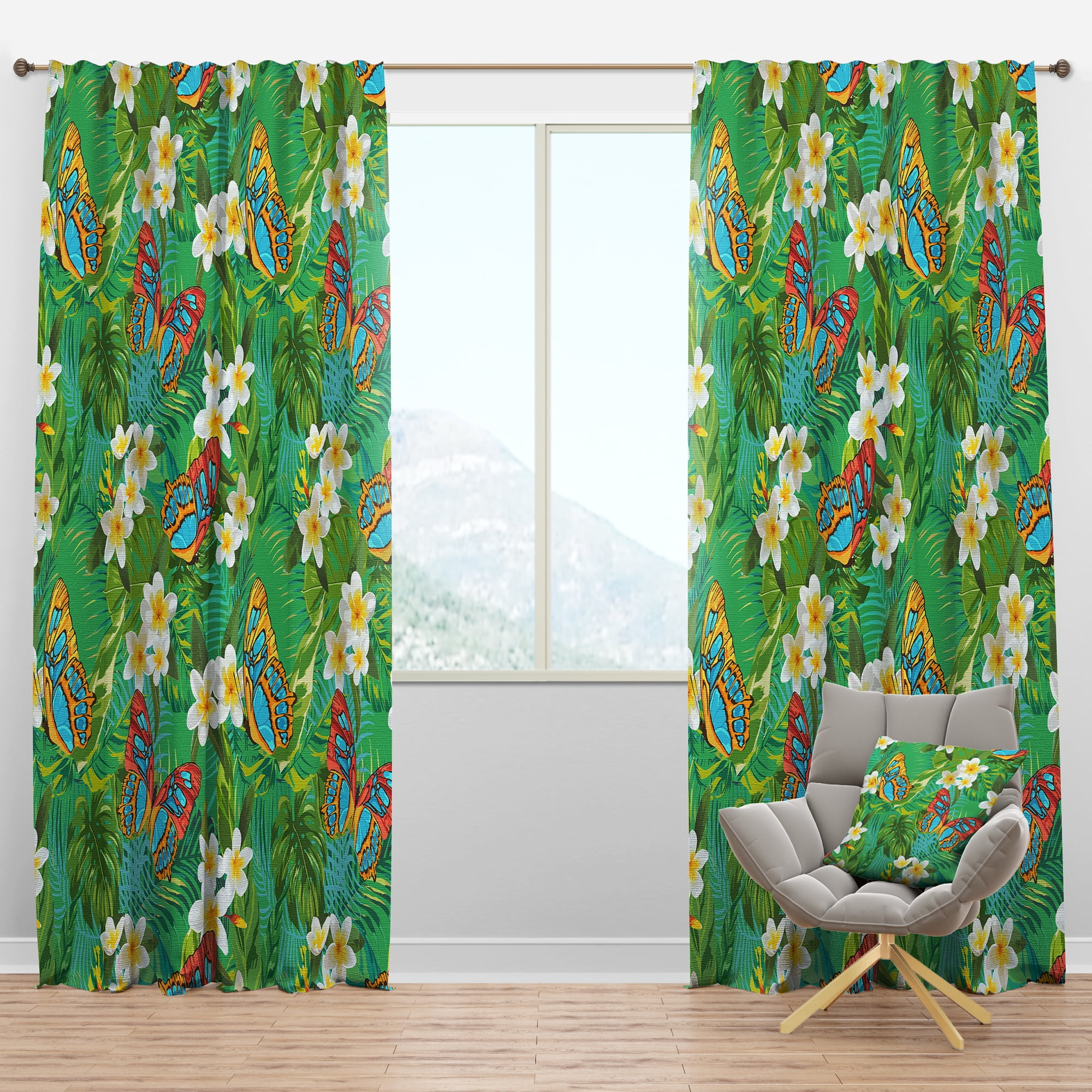 Designart 'Tropical Foliage Mood IX' Tropical Blackout Curtain Panel