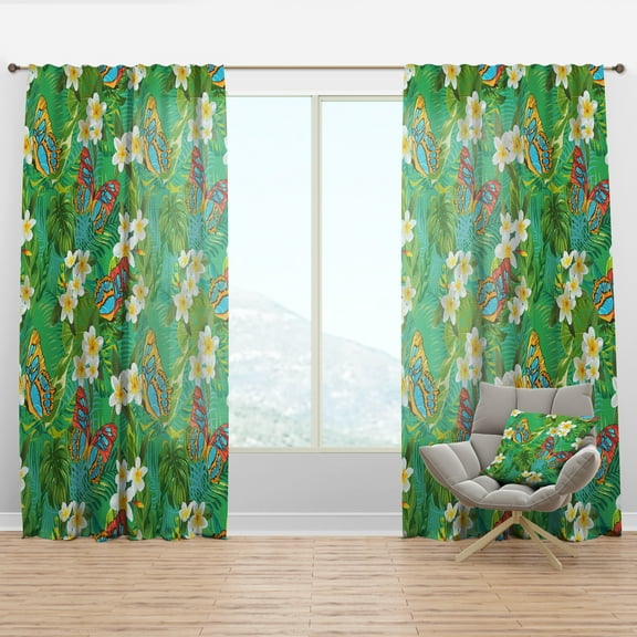 Designart 'Tropical Foliage Mood IX' Tropical Curtain Panel
