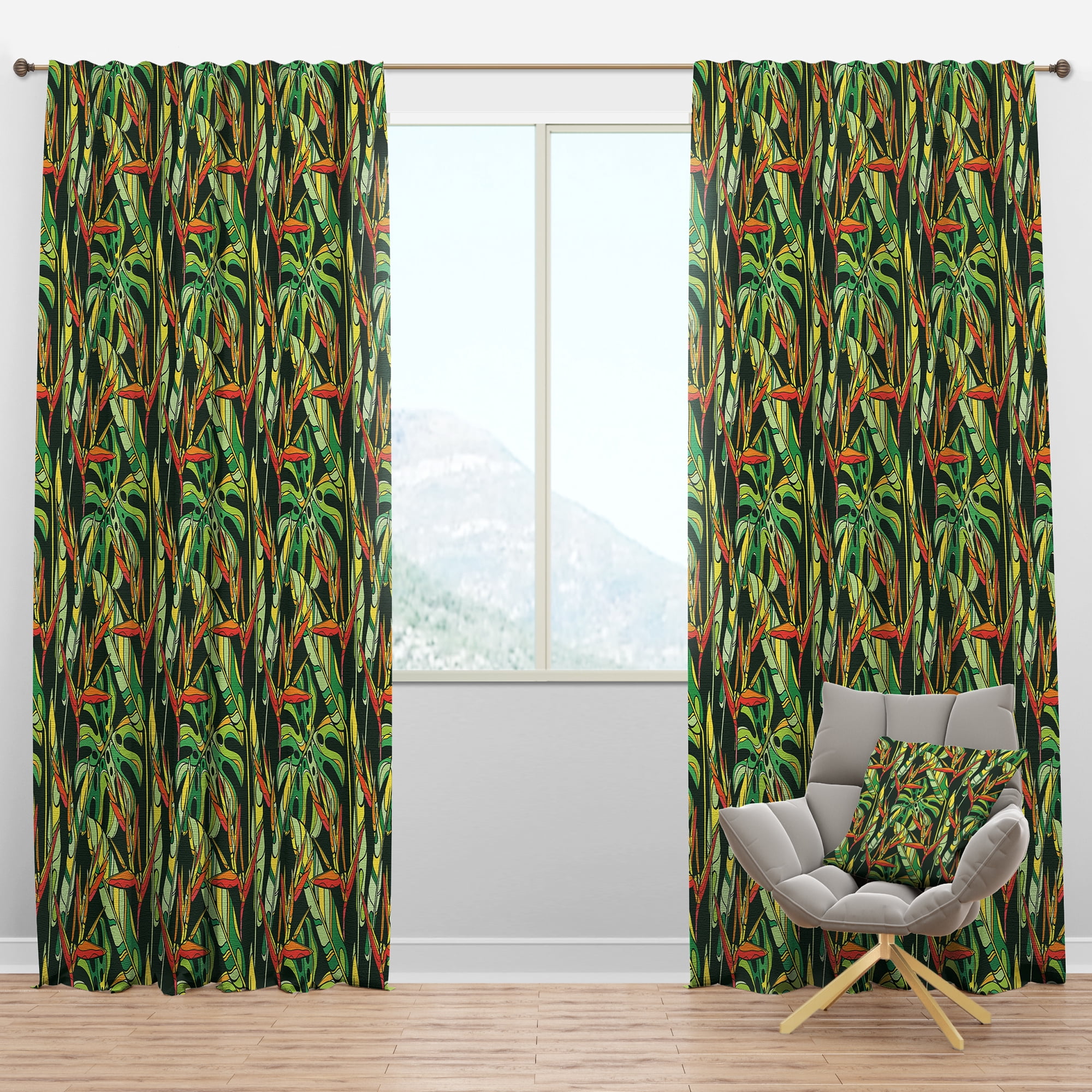 Designart 'Tropical Foliage Mood V' Tropical Blackout Curtain Panel
