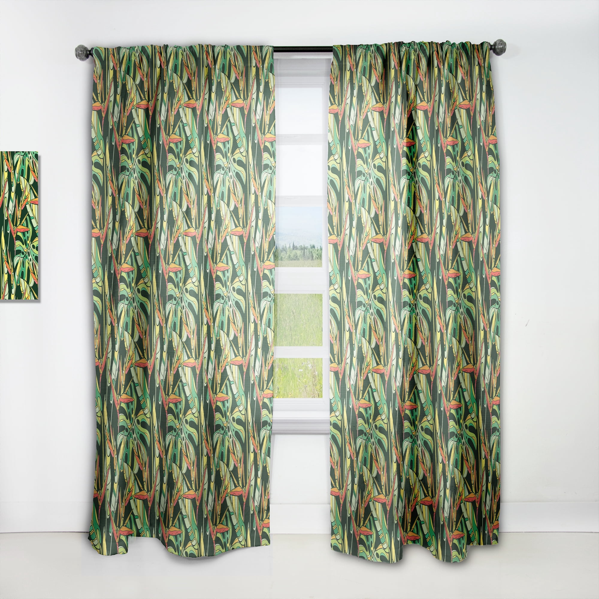 Designart 'Tropical Foliage Mood V' Tropical Curtain Panel
