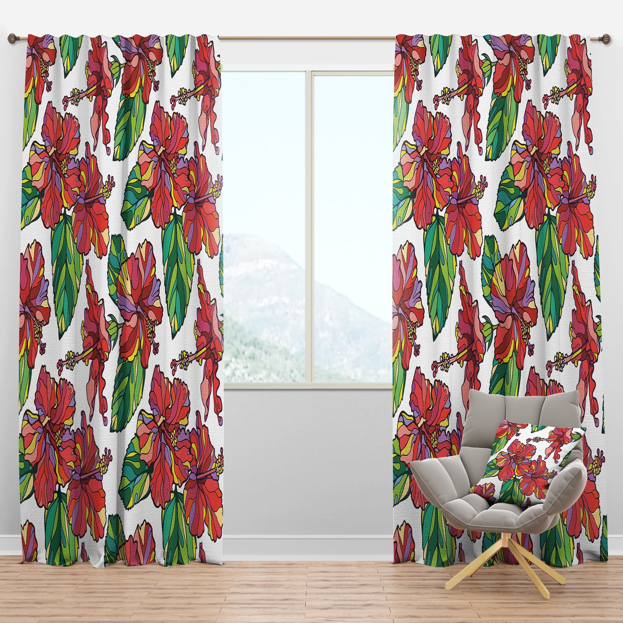 Designart 'Tropical Foliage Mood VI' Tropical Blackout Curtain Panel