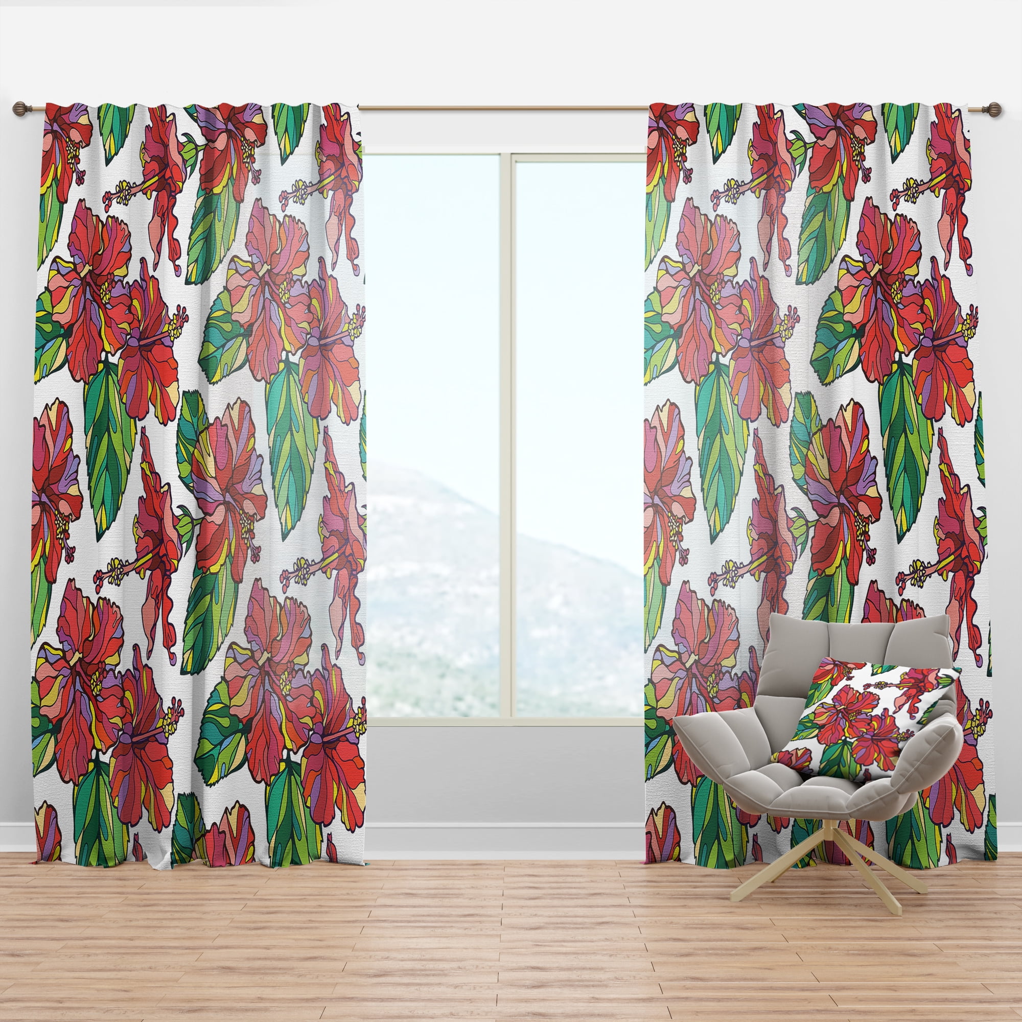 Designart 'Tropical Foliage Mood VI' Tropical Curtain Panel
