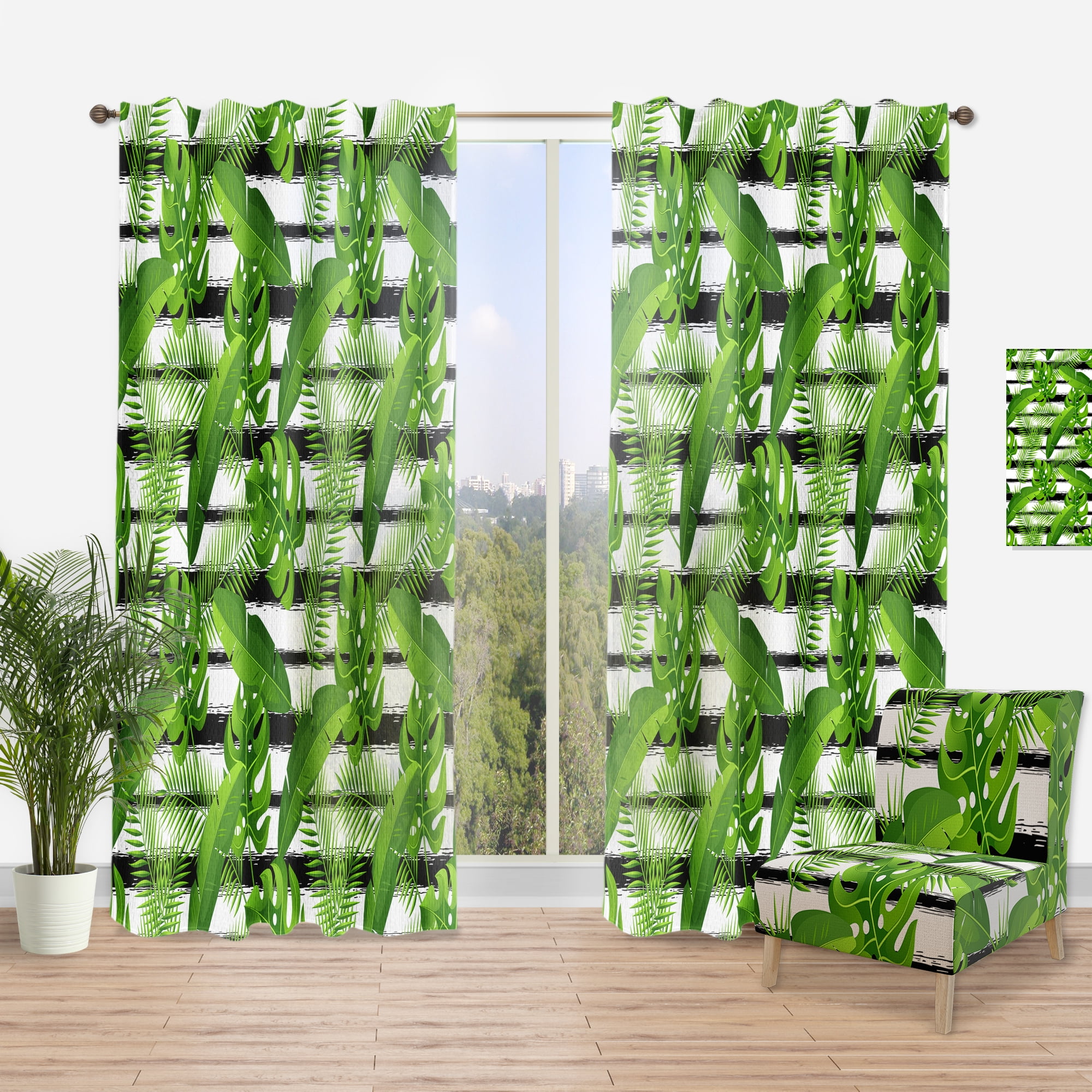 Designart 'Tropical Foliage Mood XIV' Tropical Curtain Panel