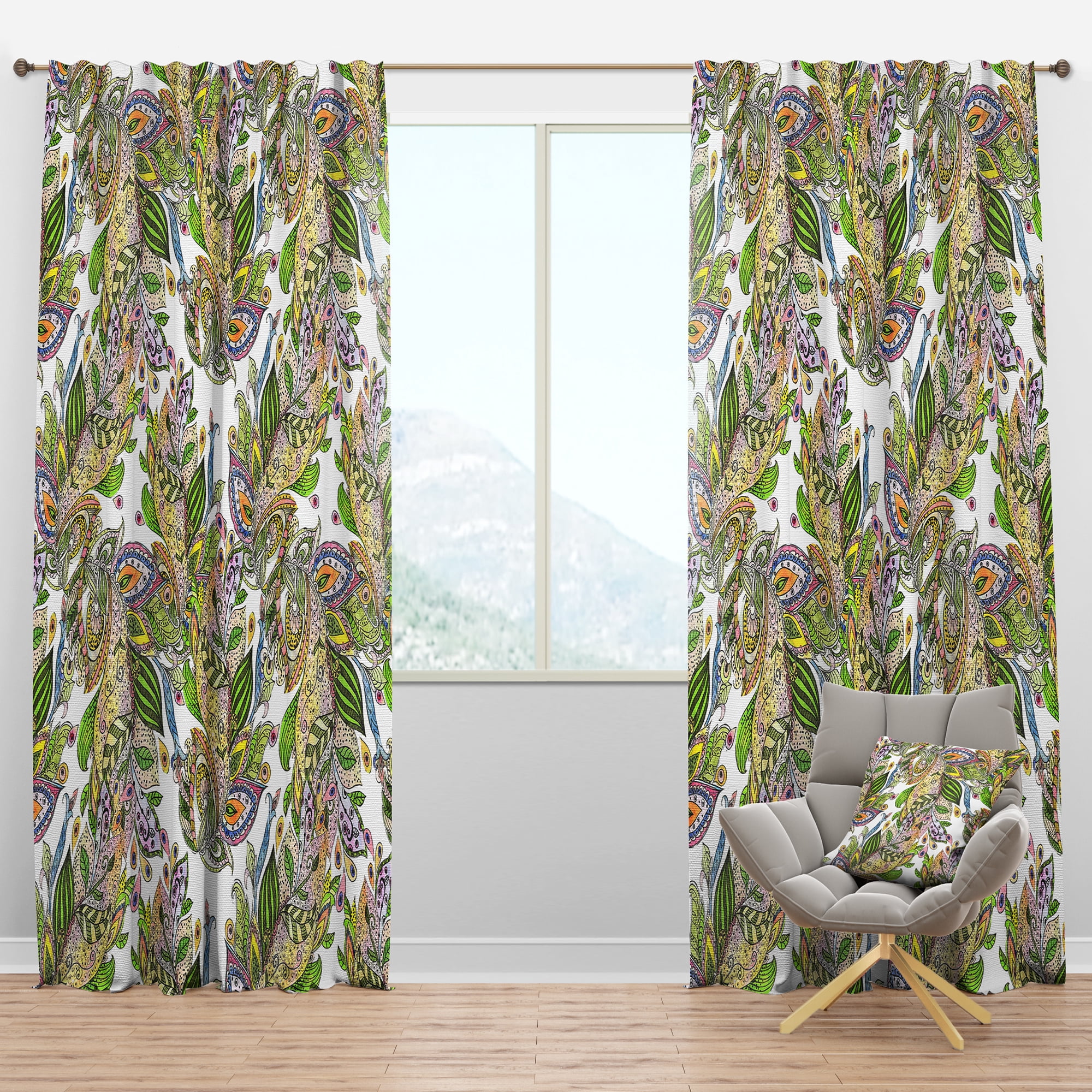 Designart 'Tropical Foliage Mood XV' Bohemian & Eclectic Blackout Curtain Panel
