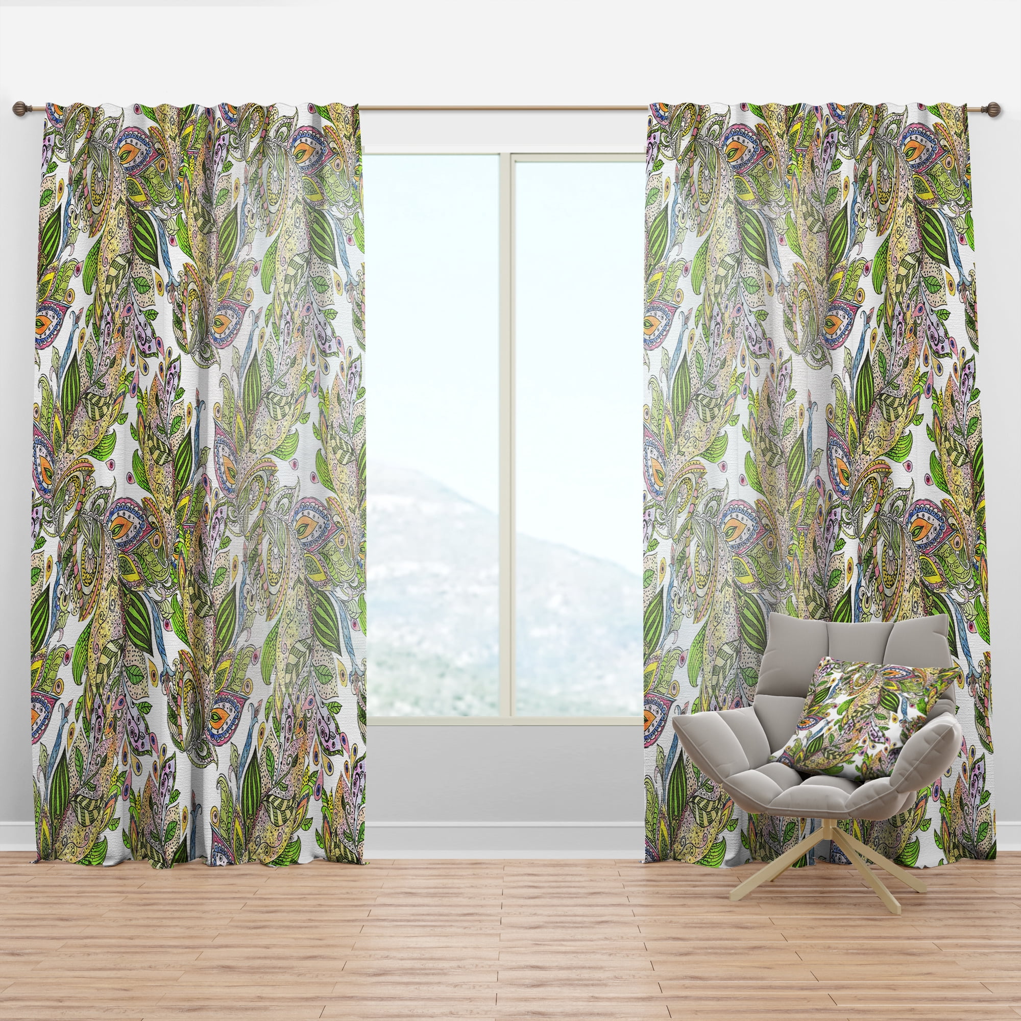Designart 'Tropical Foliage Mood XV' Bohemian & Eclectic Curtain Panel