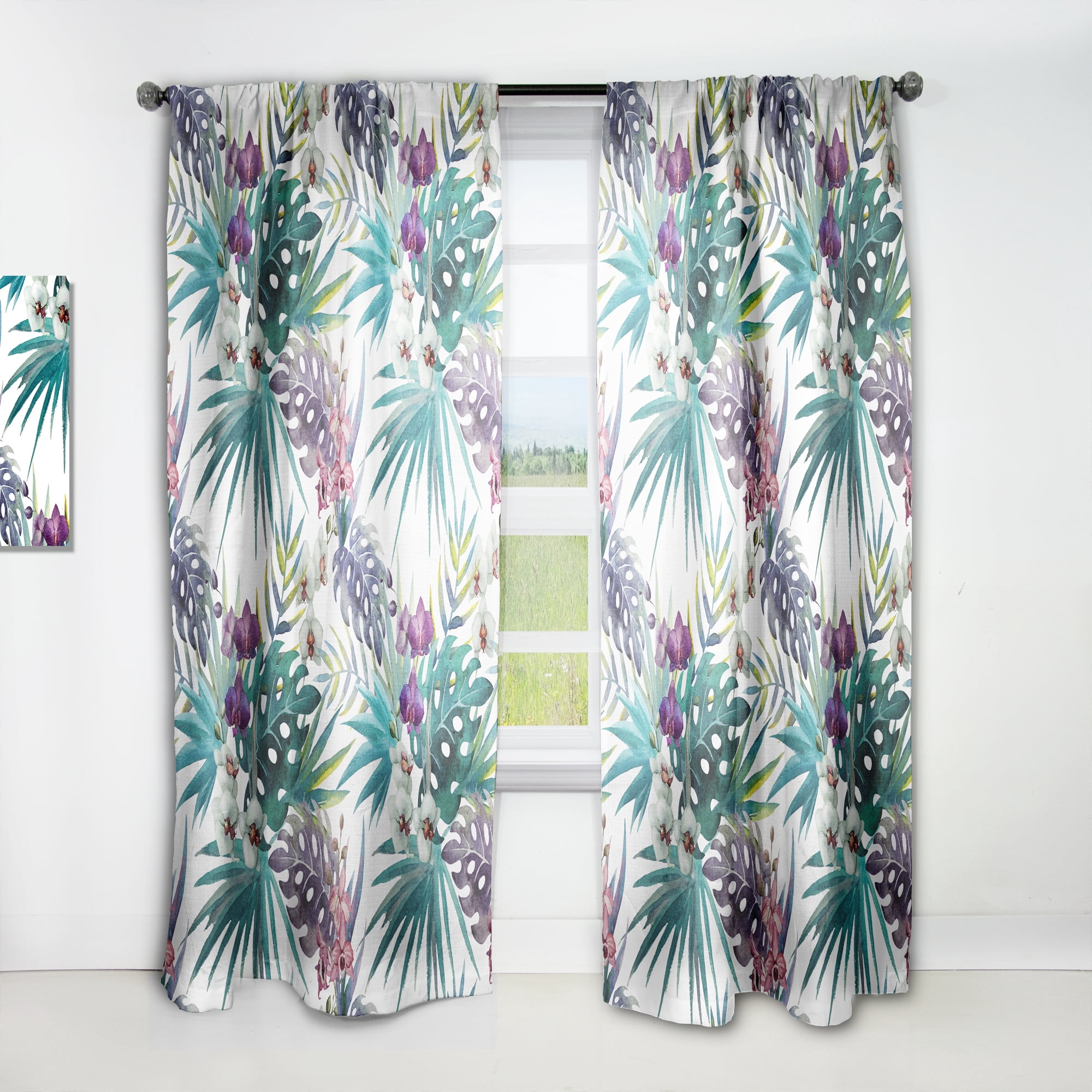 Designart 'Tropical Foliage Mood XVII' Tropical Curtain Panel