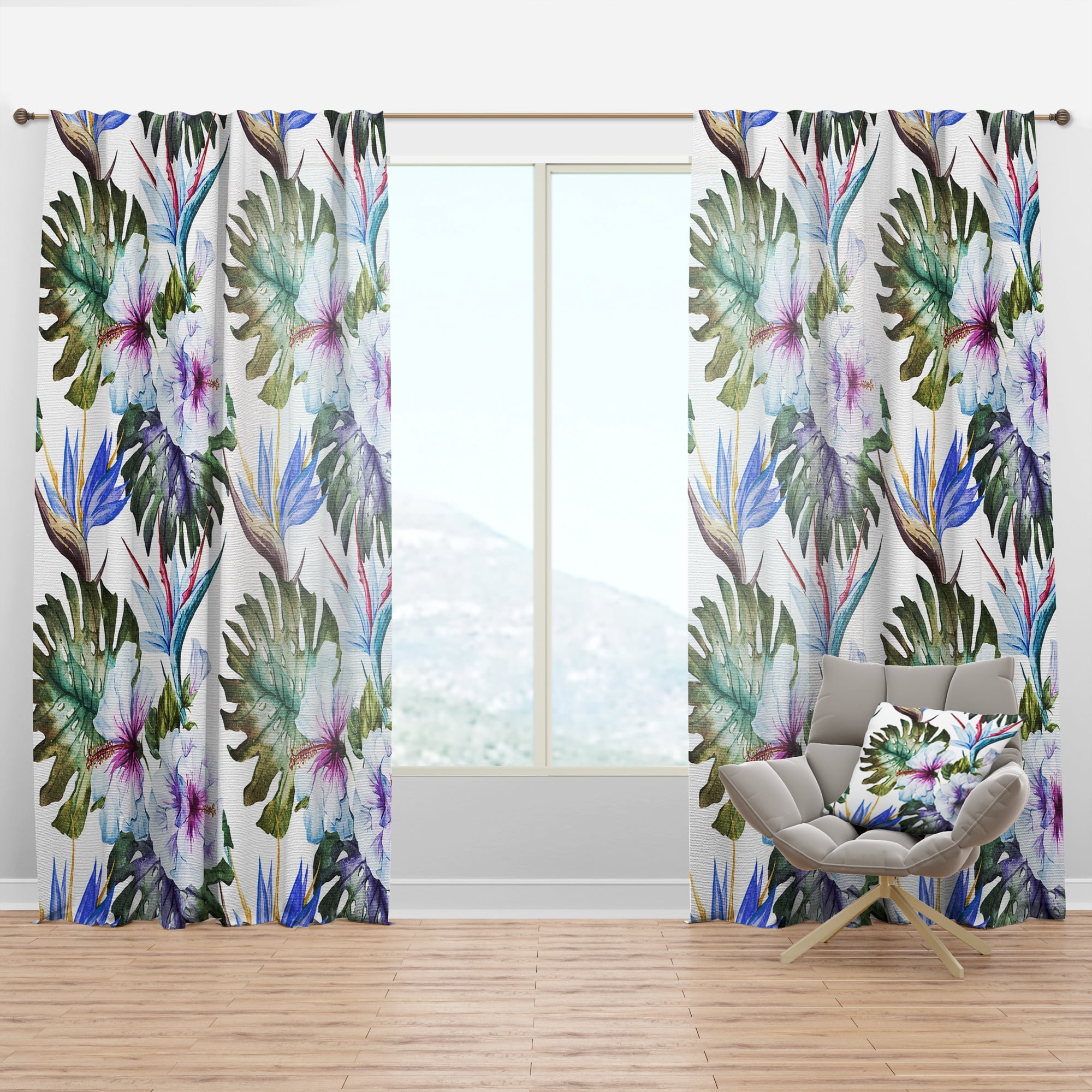 Designart 'Tropical Foliage Mood XVIII' Tropical Curtain Panel
