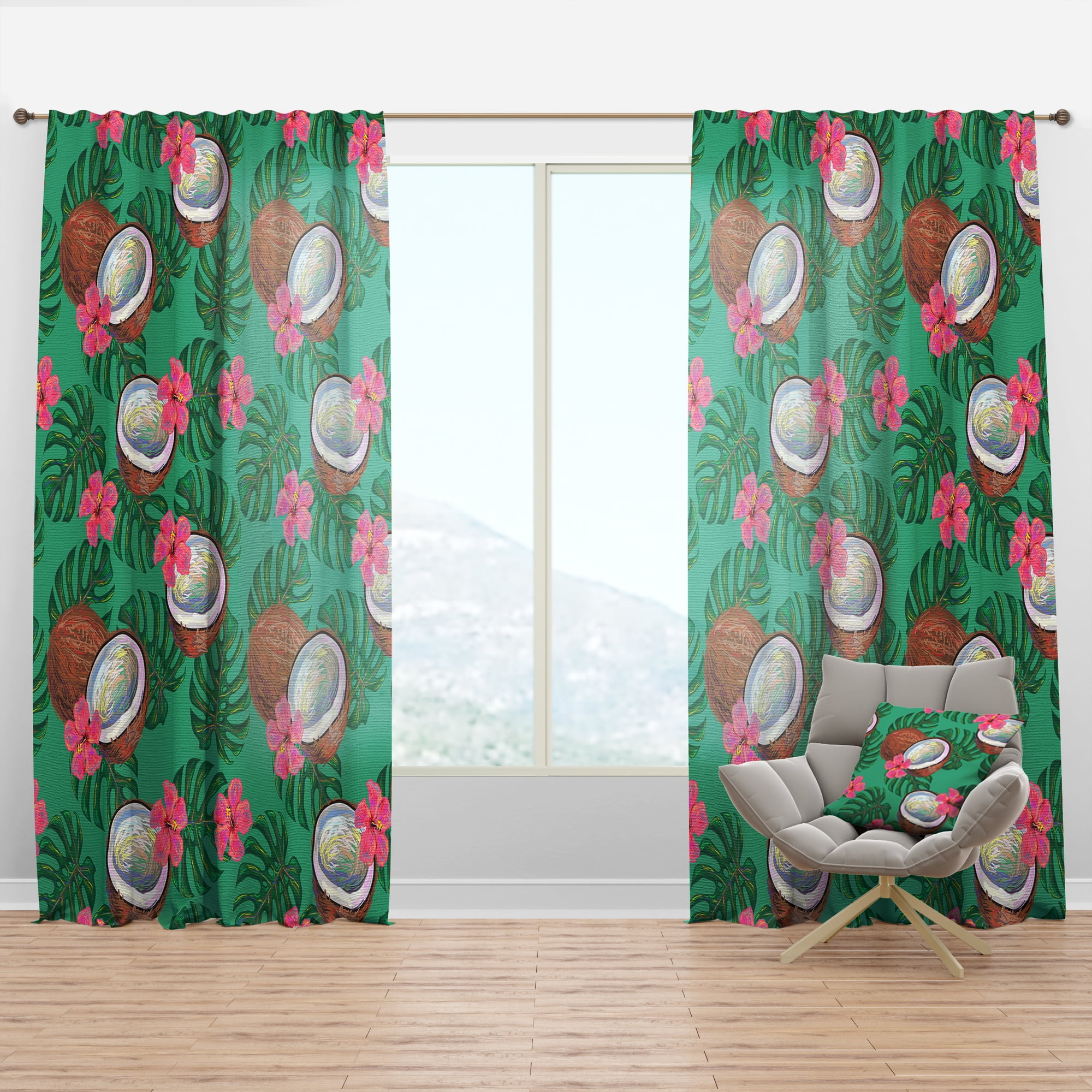 Designart 'Tropical Foliage Mood XXI' Tropical Curtain Panel