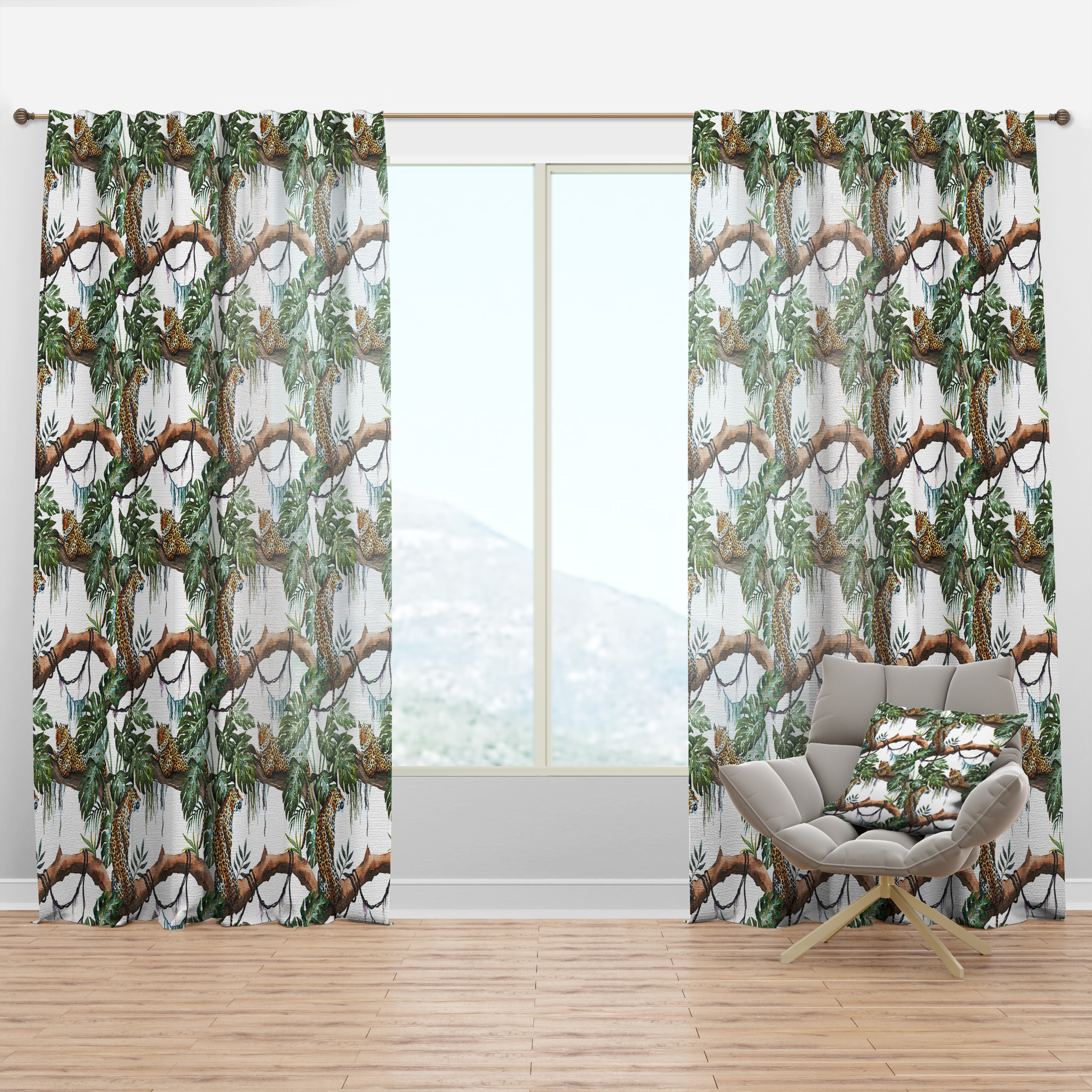 Designart 'Tropical Foliage Mood XXIV' Animals Curtain Panel