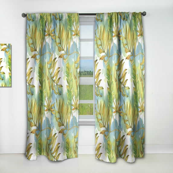 Designart 'Tropical Foliage Retro Pattern' Mid-Century Modern Curtain Panel