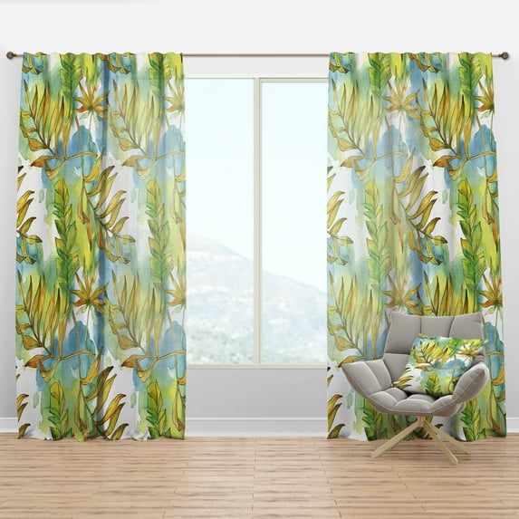 Designart 'Tropical Foliage Retro Pattern' Mid-Century Modern Curtain Panel