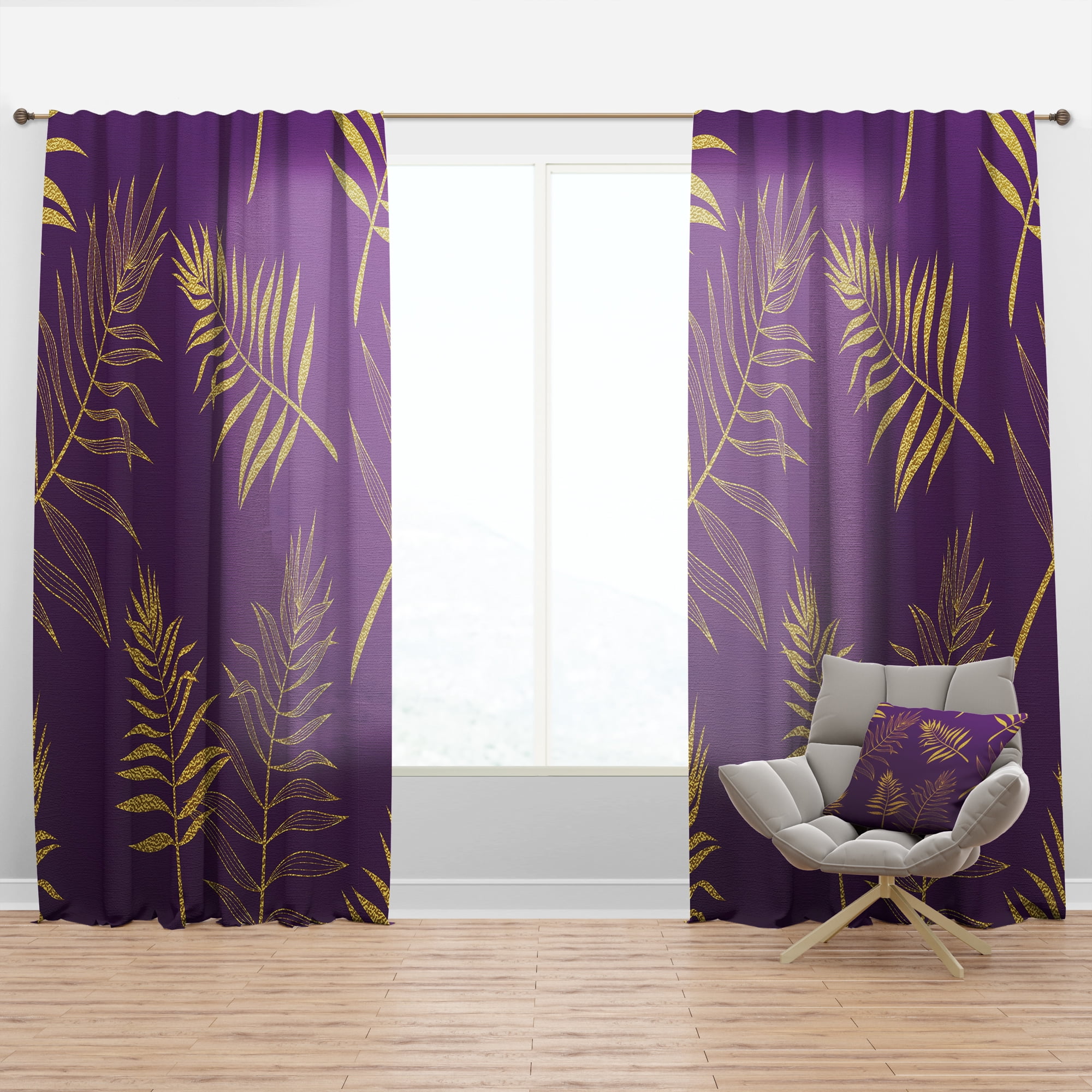Designart 'Tropical Foliage V' Mid-Century Modern Curtain Panel