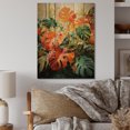 thumbnail image 1 of Designart "Tropical Foliage in Orange and Green I" Tropical Print on Natural Pine Wood, 1 of 5