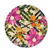 Designart 'Tropical Geometrics and Foliage' Mid-Century Modern Wood Wall Clock