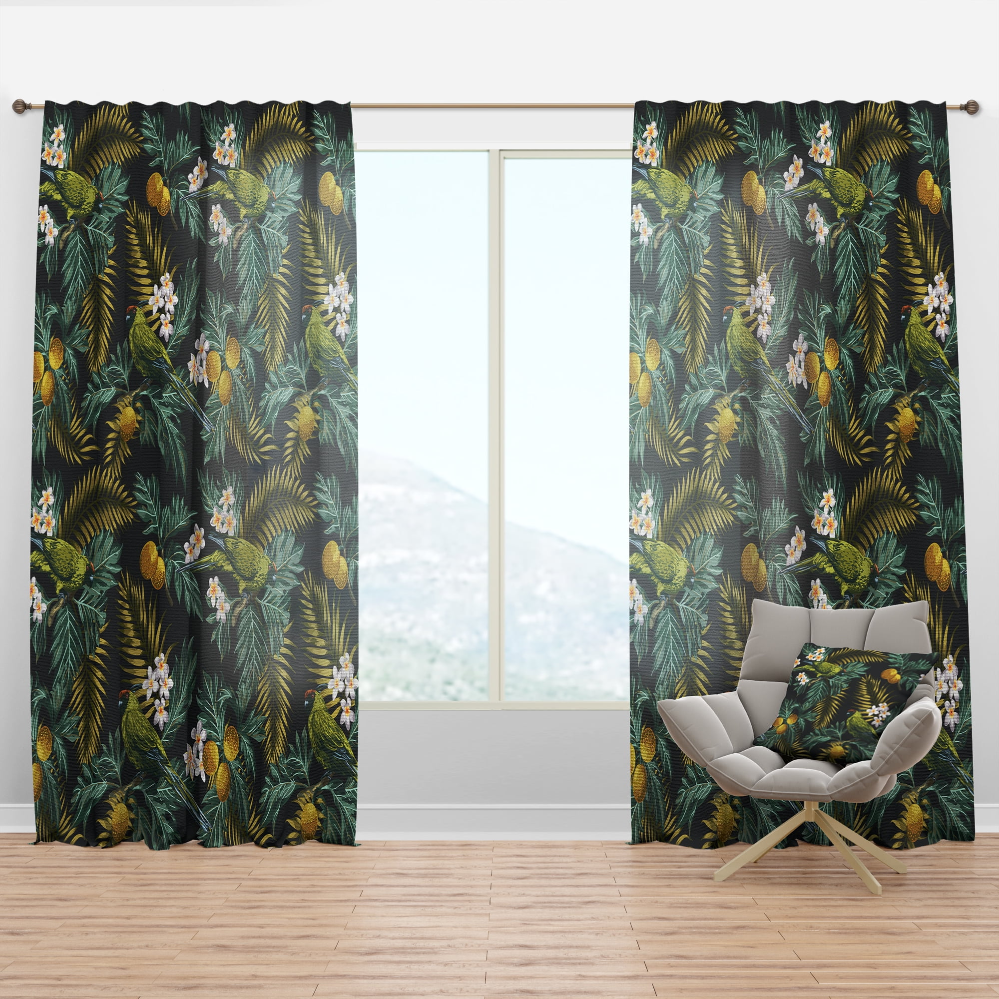 Designart 'Tropical Gloomy Mood III' Animals Curtain Panel