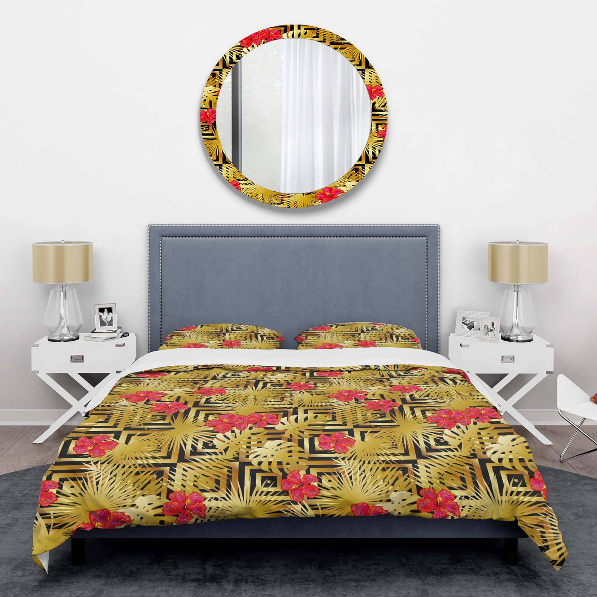 Designart 'Tropical Gold Luxury Pattern I' Mid-Century Modern Duvet Cover Set