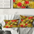 thumbnail image 1 of Designart Tropical Gold Luxury Pattern I' Mid-Century Modern Throw Pillow - 16x16, 1 of 2