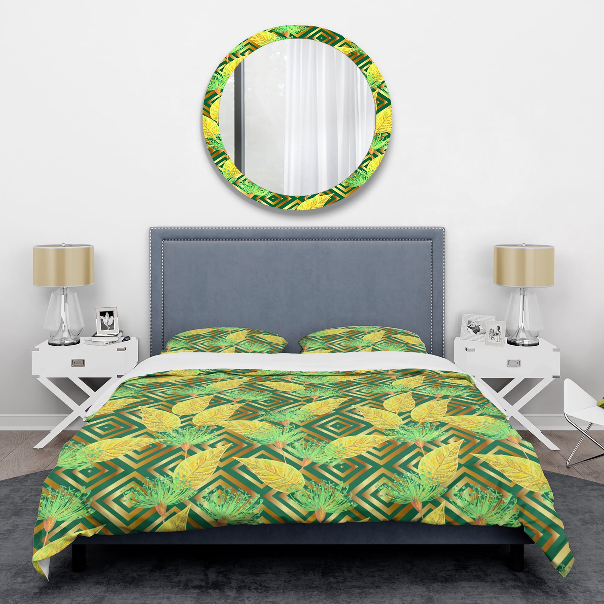 Designart 'Tropical Gold Luxury Pattern II' Mid-Century Modern Duvet Cover Set