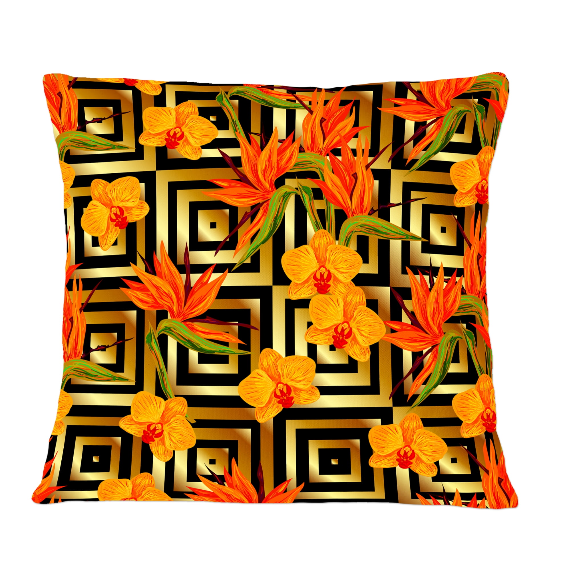 Designart Tropical Gold Luxury Pattern III' Mid-Century Modern Throw Pillow - 12x20