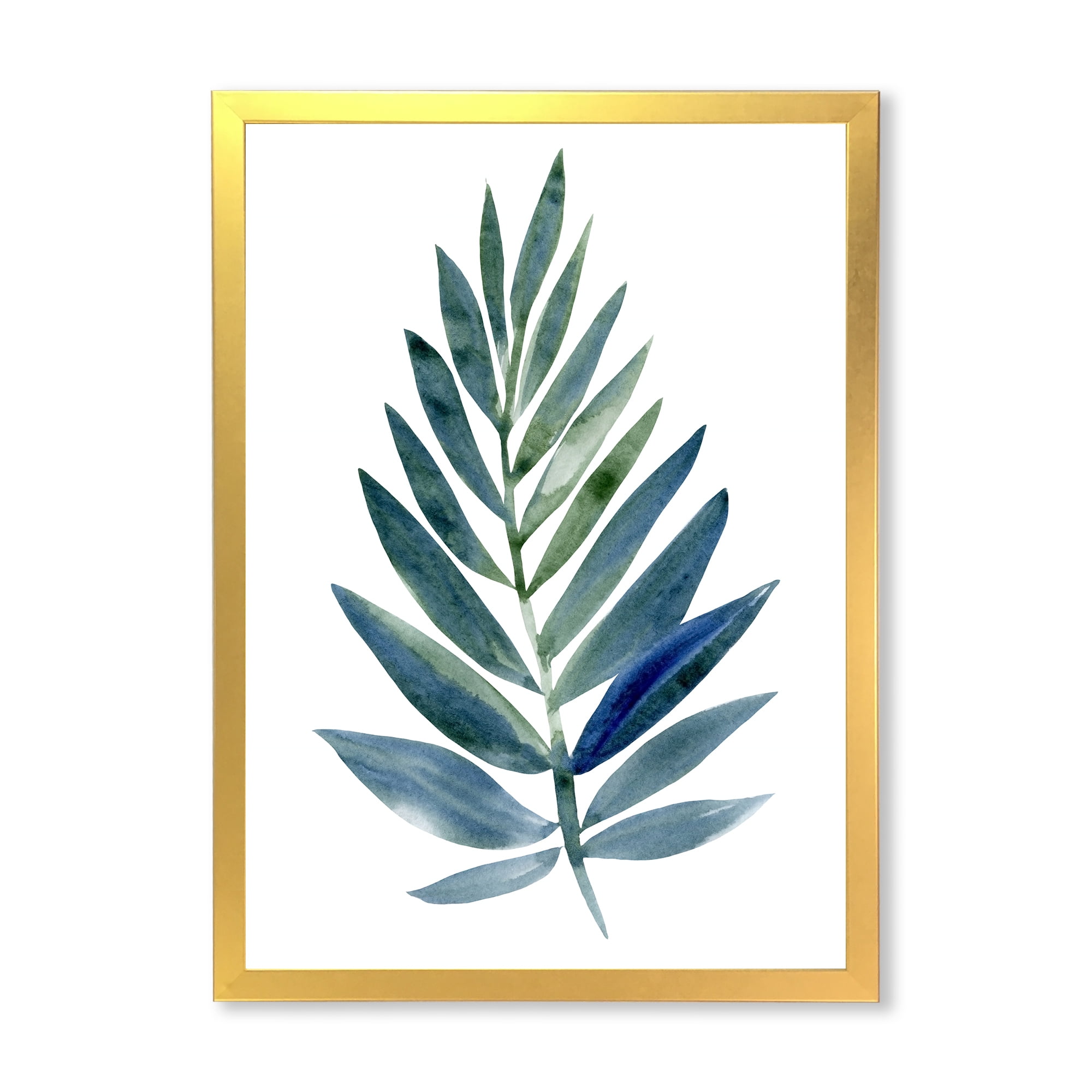 Designart 'Tropical Green Leaf On White' Farmhouse Framed Art Print