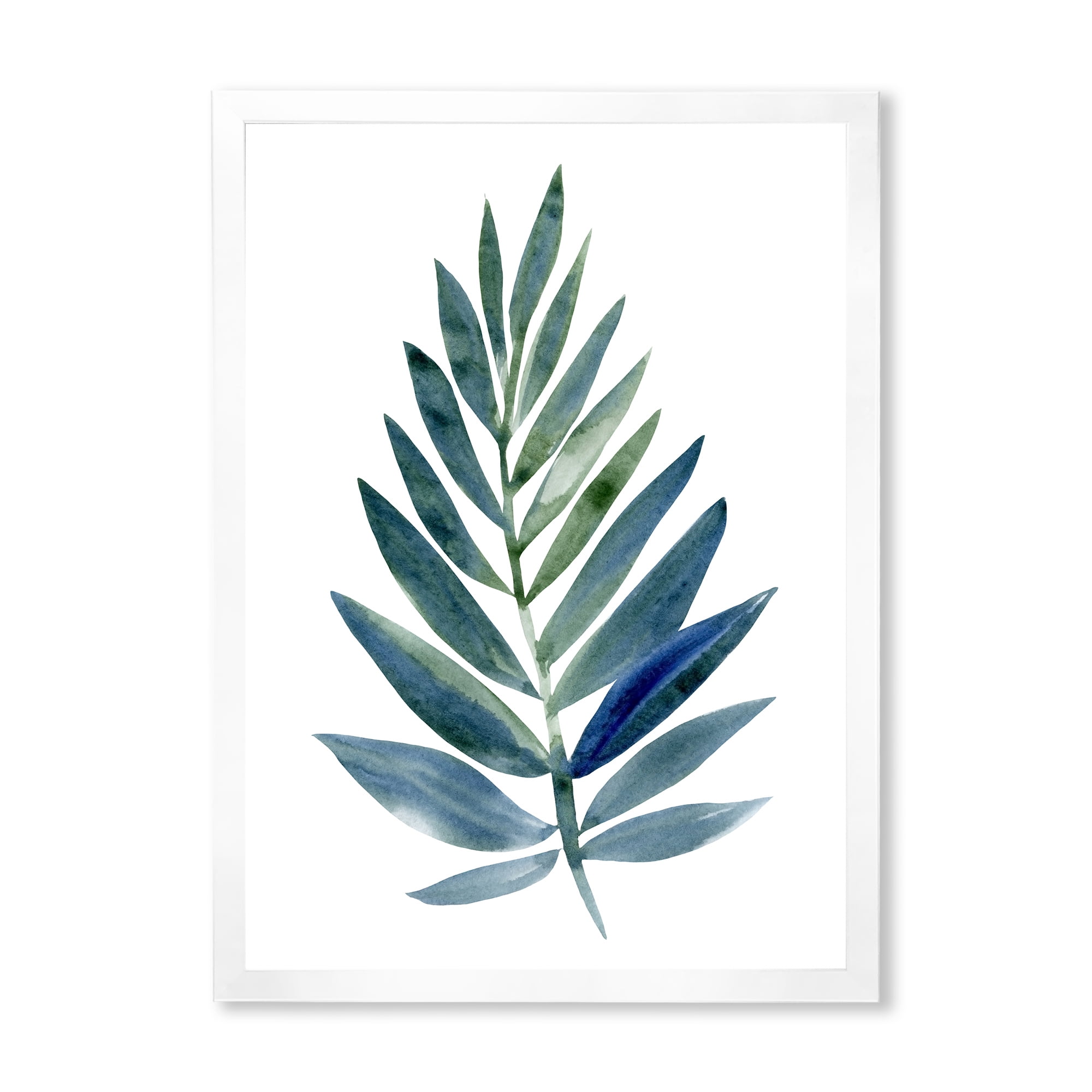 Designart 'Tropical Green Leaf On White' Farmhouse Framed Art Print