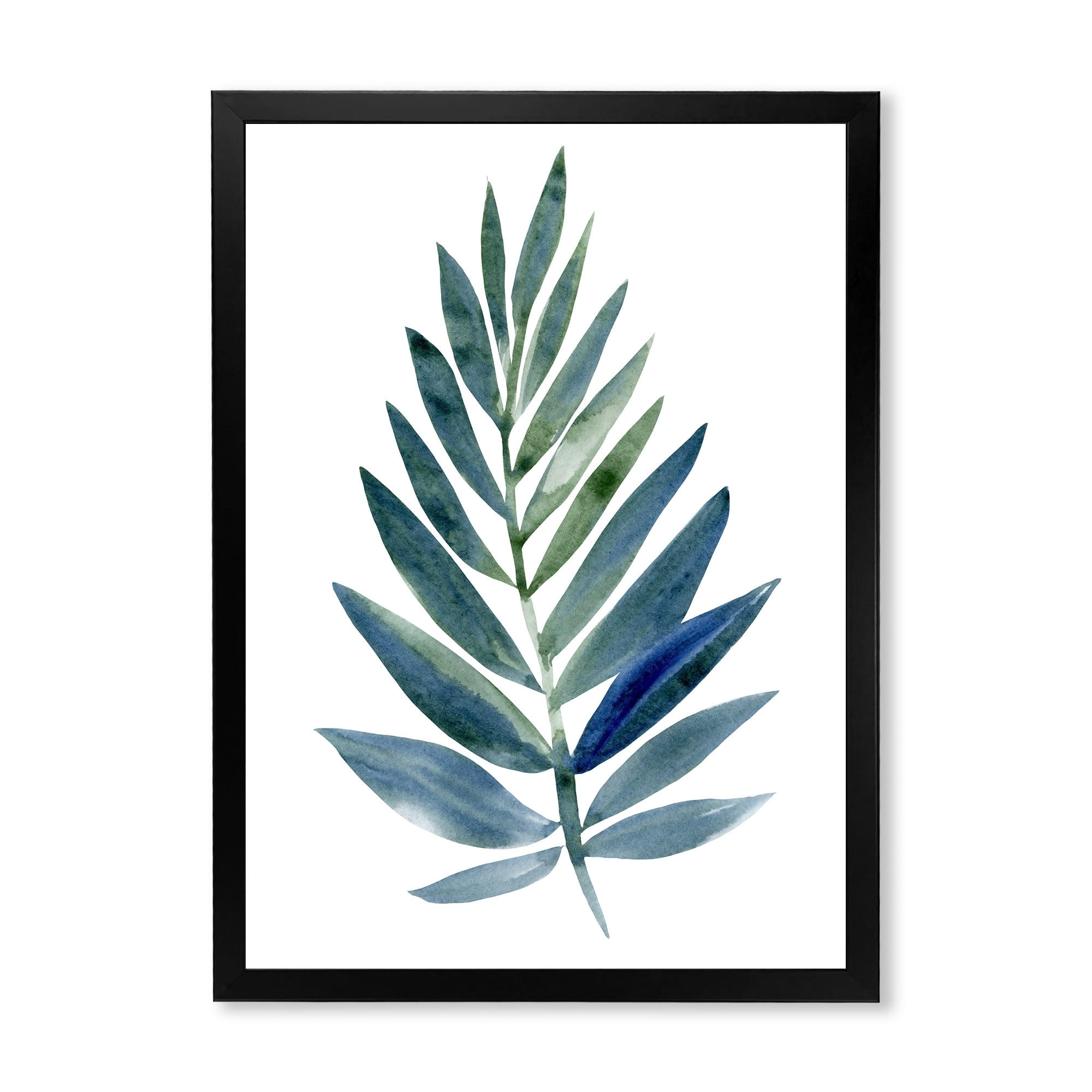 Designart 'Tropical Green Leaf On White' Farmhouse Framed Art Print