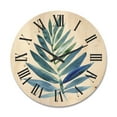 thumbnail image 1 of Designart 'Tropical Green Leaf On White' Farmhouse Wood Wall Clock, 1 of 5