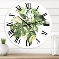thumbnail image 1 of Designart 'Tropical Green Leaves In Summer Times I' Tropical Wall Clock, 1 of 5