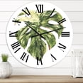 thumbnail image 1 of Designart 'Tropical Green Leaves In Summer Times Iii' Tropical Wall Clock, 1 of 5