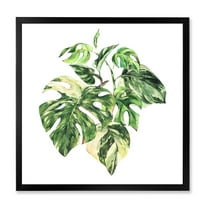 Designart 'Tropical Green Leaves On White In Summer Times I' Tropical Framed Art Print