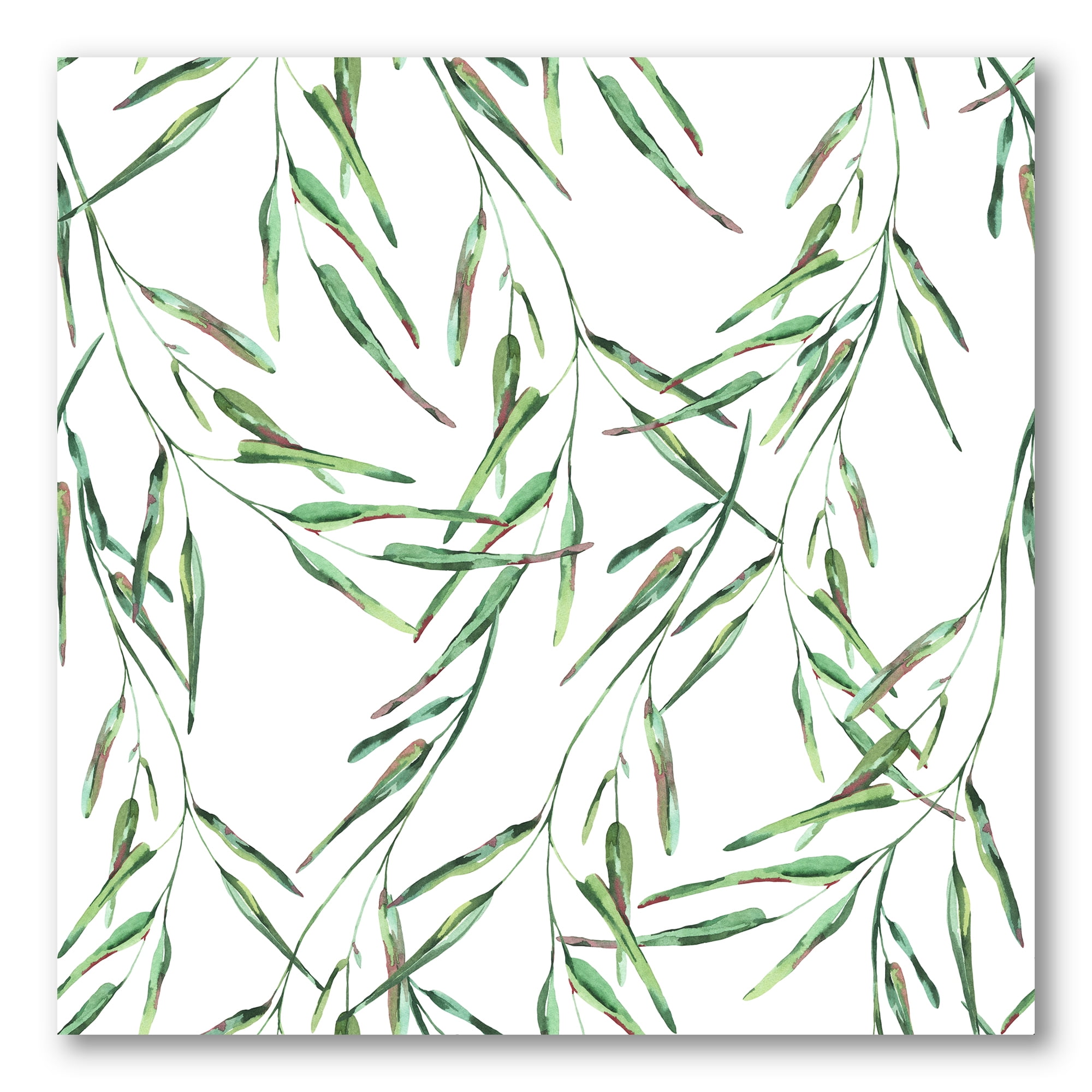 Designart ' Tropical Green Leaves On White In Summer Times II ' Tropical Canvas Wall Art Print