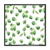 Designart 'Tropical Green Leaves Patern On White' Tropical Framed Canvas Wall Art Print