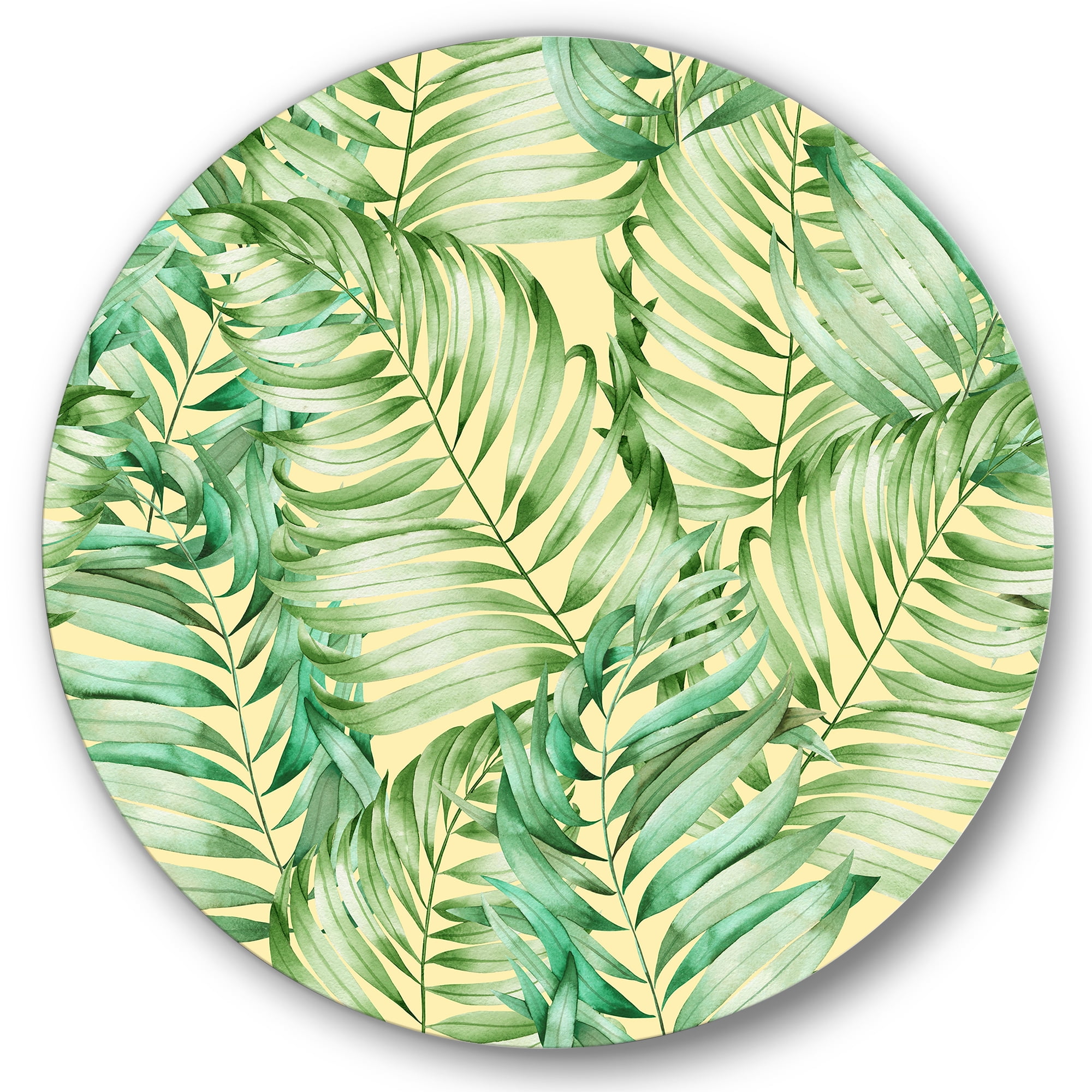 Designart 'Tropical Green Leaves of Monstera' Tropical Circle Metal Wall Art 11x11 - Disc of 11