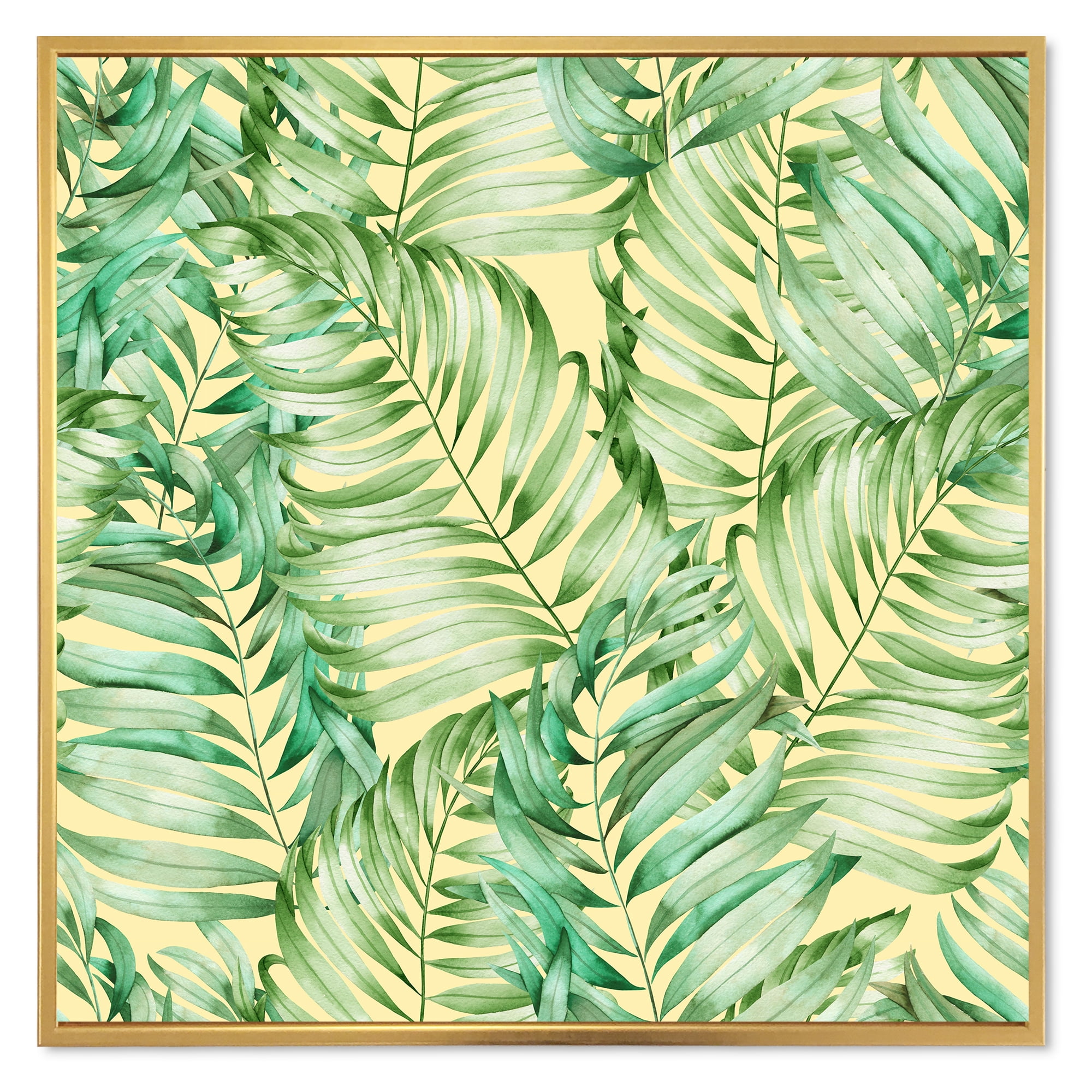 Designart 'Tropical Green Leaves of Monstera' Tropical Framed Canvas Wall Art Print