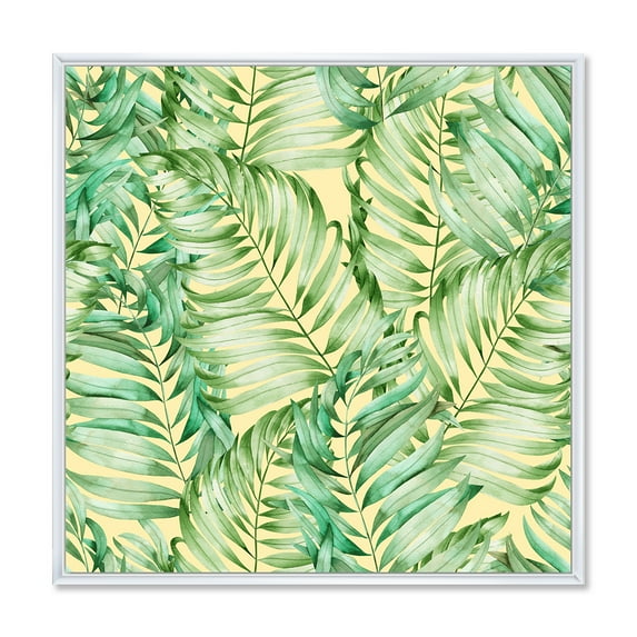 Designart 'Tropical Green Leaves of Monstera' Tropical Framed Canvas Wall Art Print