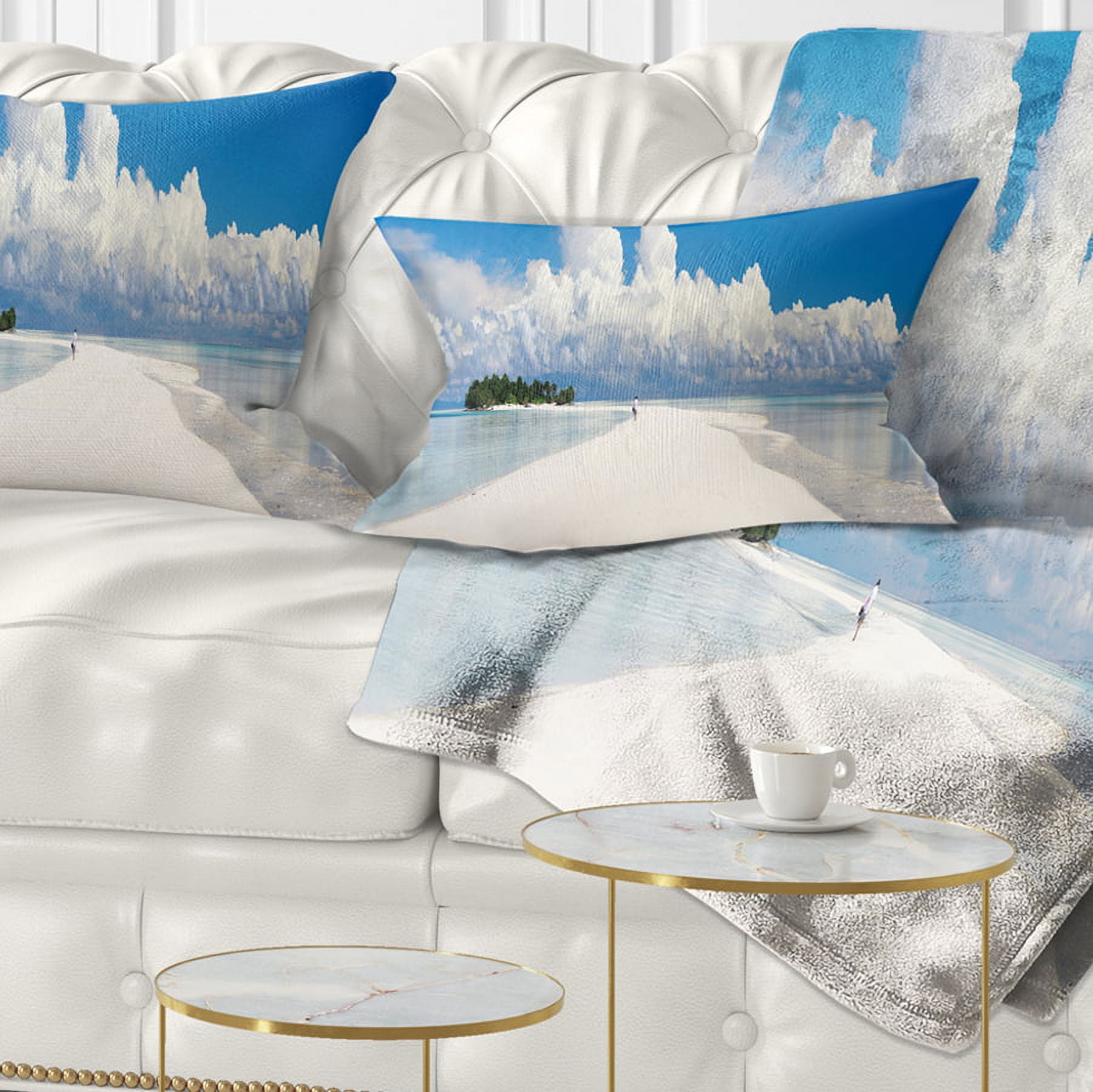 Designart Tropical Island Panorama - Landscape Photography Throw Pillow - 12x20
