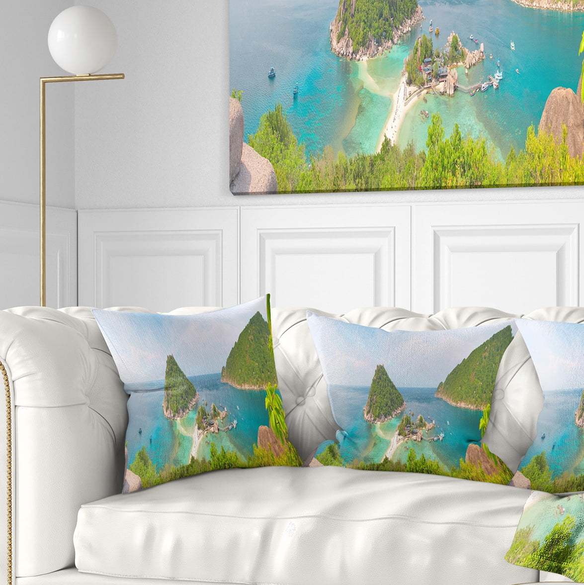 Designart Tropical Island Panorama - Landscape Photography Throw Pillow - 18x18