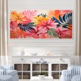 thumbnail image 1 of Designart "Tropical Jungle Reverie Pink Florals I" Oversized Floral Framed Wall Art - Traditional Pink Flowers Entryway Framed Wall Art, 1 of 7