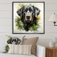 thumbnail image 1 of Designart "Tropical Labrador Art Portrait" Animals Framed Wall Art - Traditional Black Dog Hallway Framed Wall Art Decor, 1 of 6