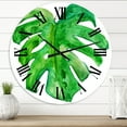 thumbnail image 1 of Designart 'Tropical Leaf Of Monstera I' Farmhouse Wall Clock, 1 of 5