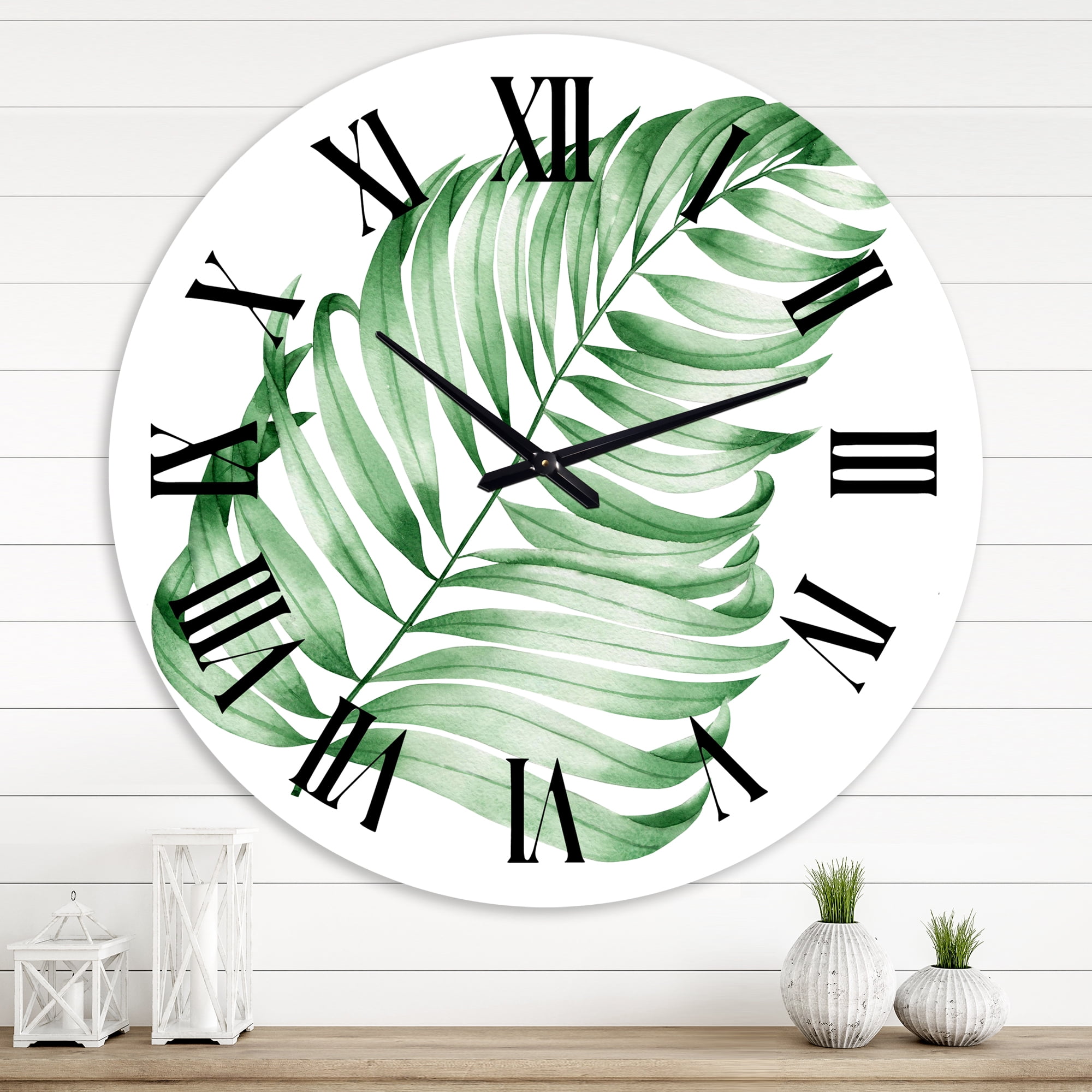 Designart 'Tropical Leaf Of Monstera Ii' Farmhouse Wall Clock